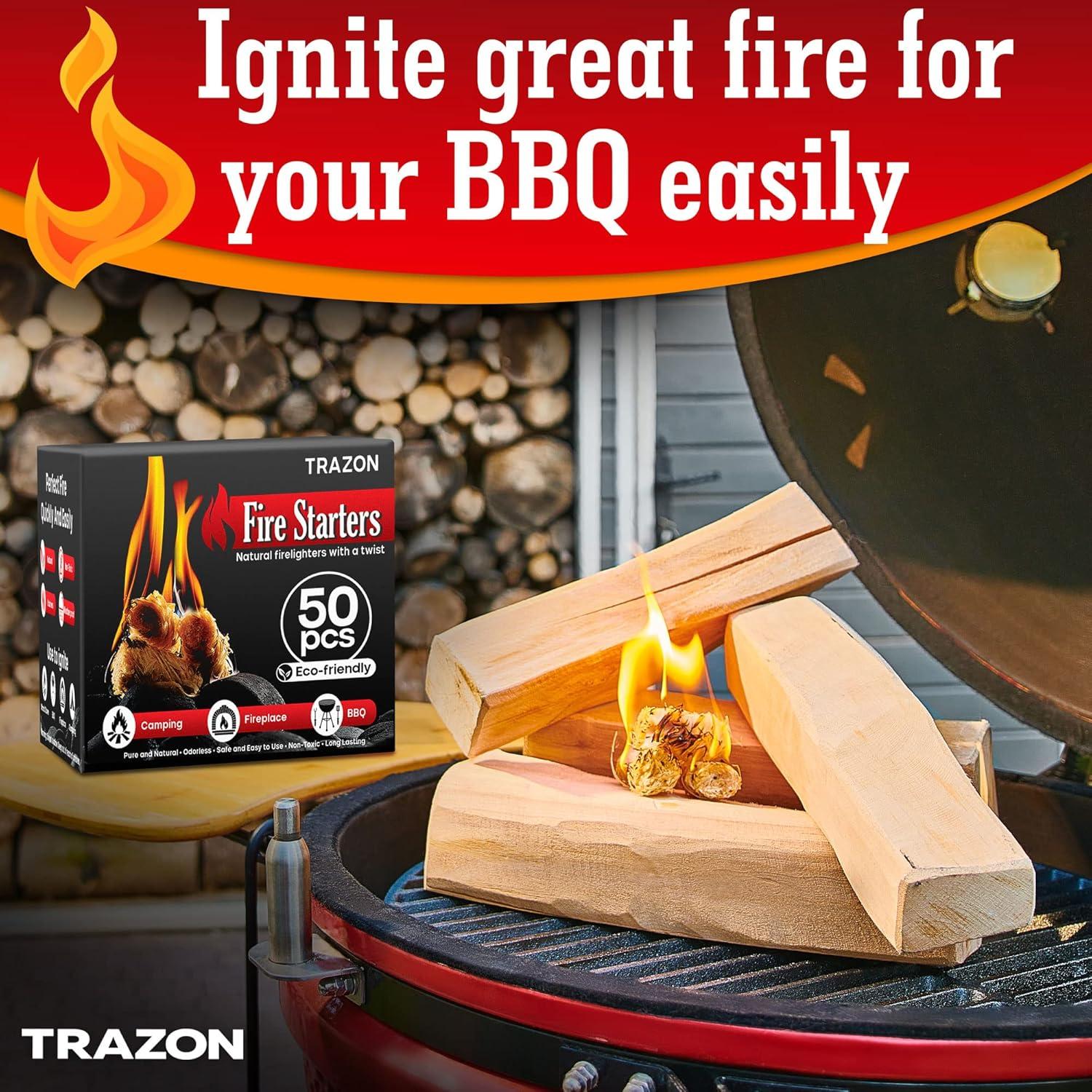 Encendedores de Madera TRAZON para BBQ y Chimenea 50 Piezas