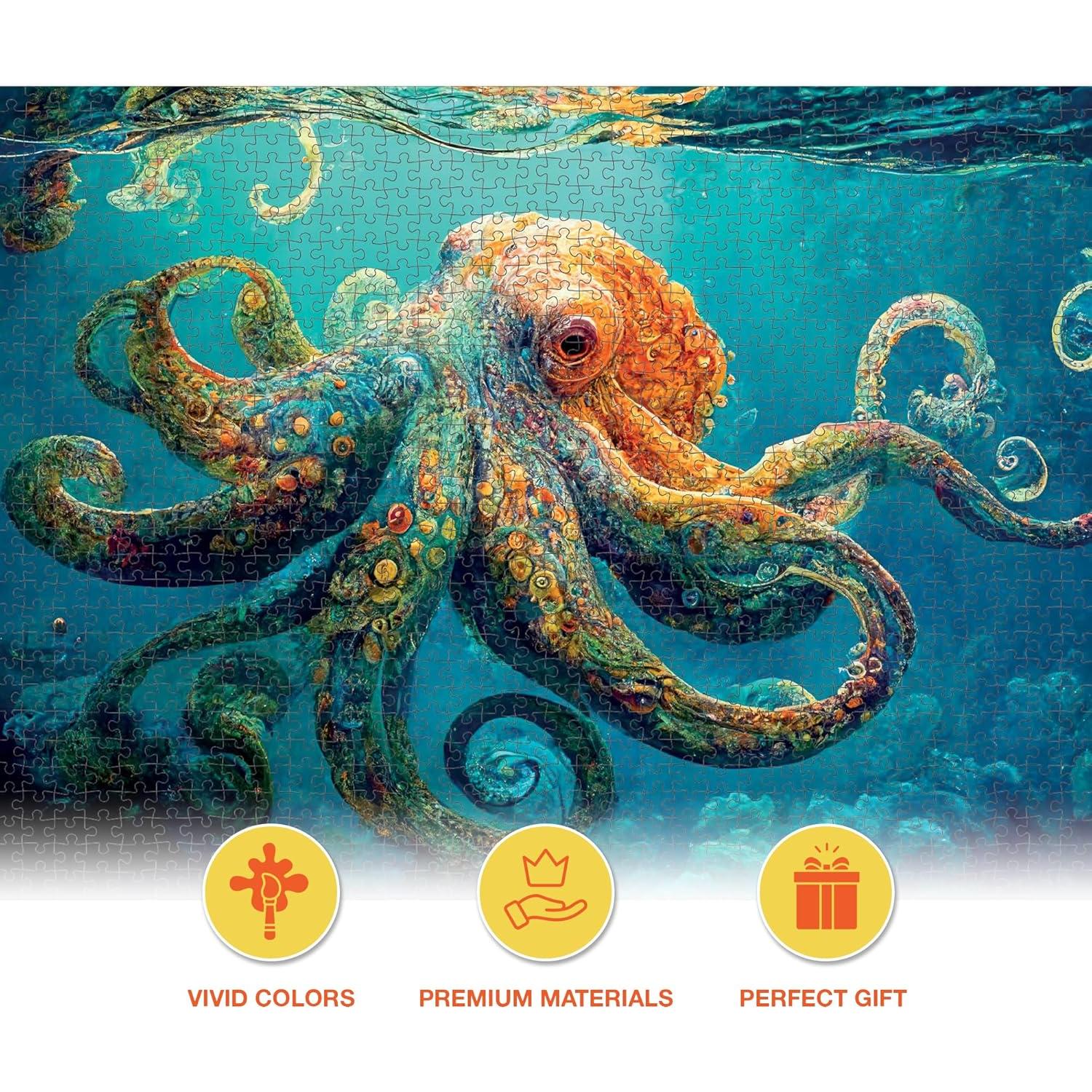 Rompecabezas 1000 Piezas Cross & Glory Pulpo Azul Profundo