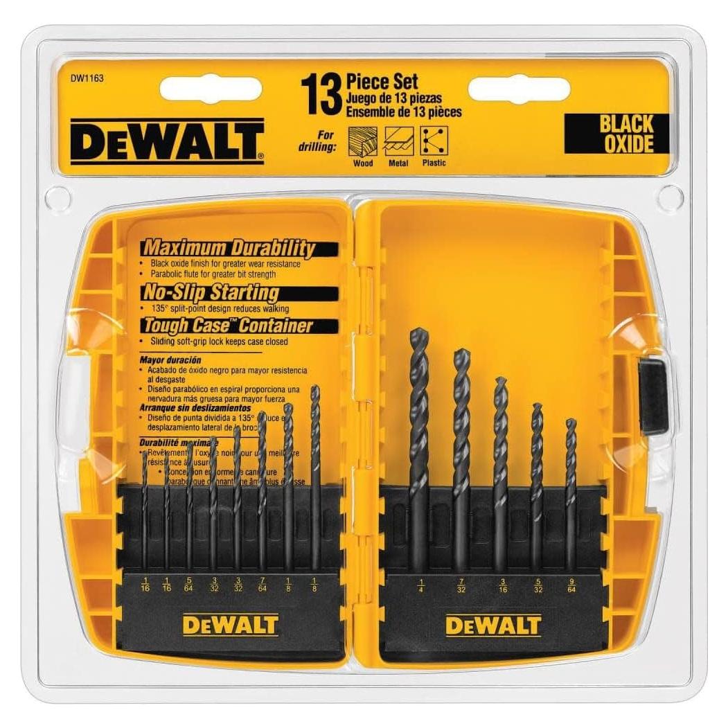 Juego de Brocas DEWALT DW1163 13 Piezas Óxido Negro 135°