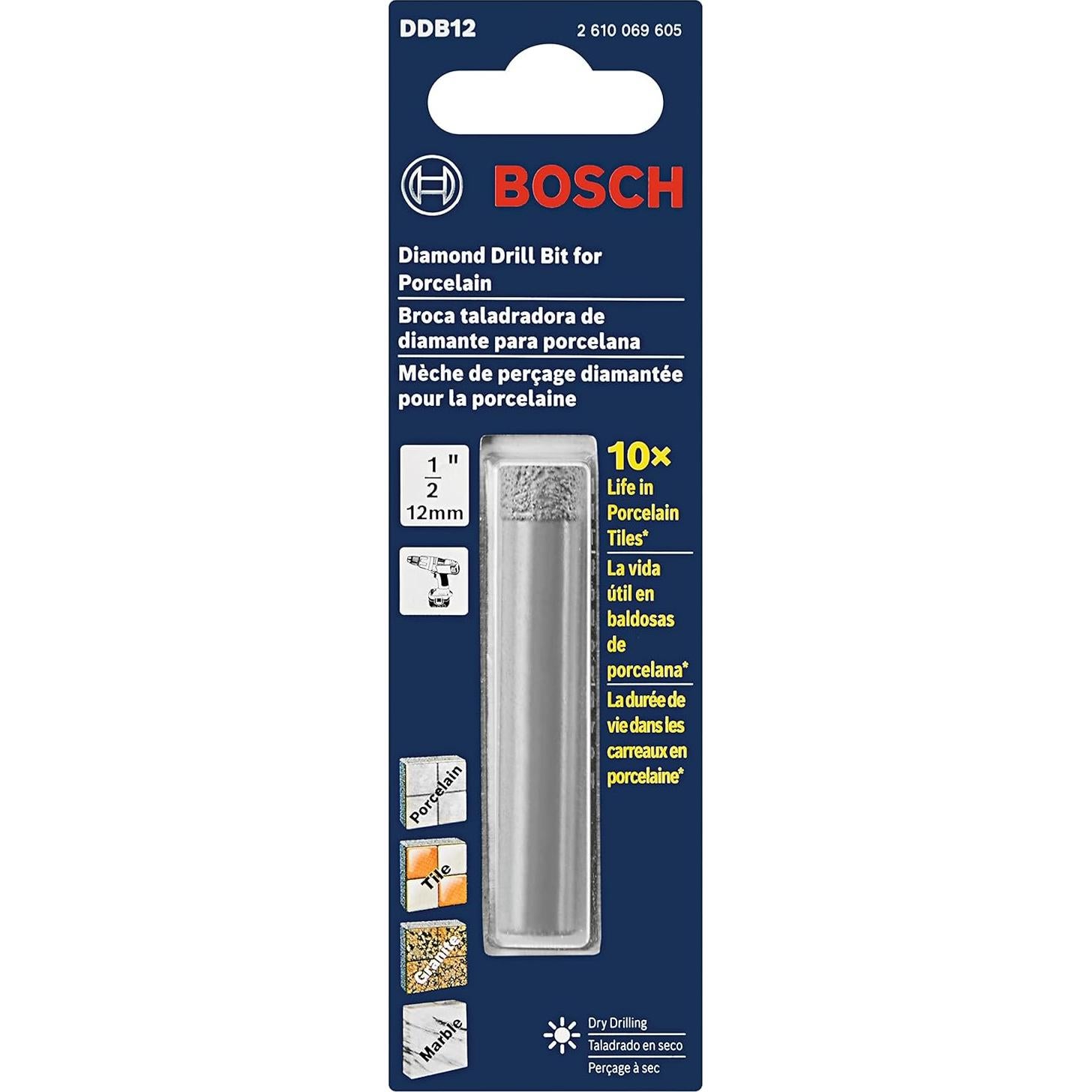 Broca de Diamante Bosch DDB12 1.27 cm para Porcelana y Azulejos