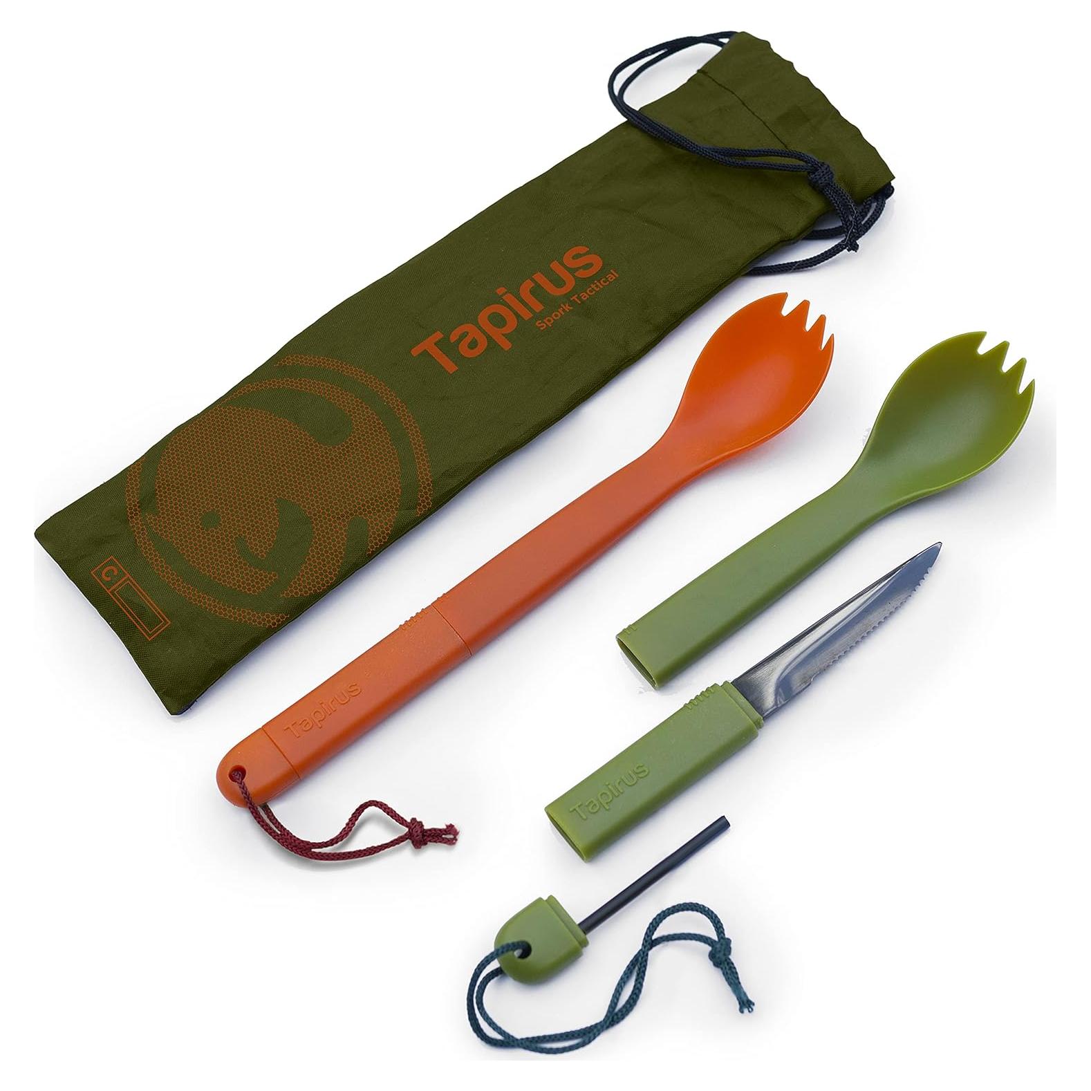 Spork Táctico Tapirus 2-pack Naranja/Verde 3 en 1 Camping