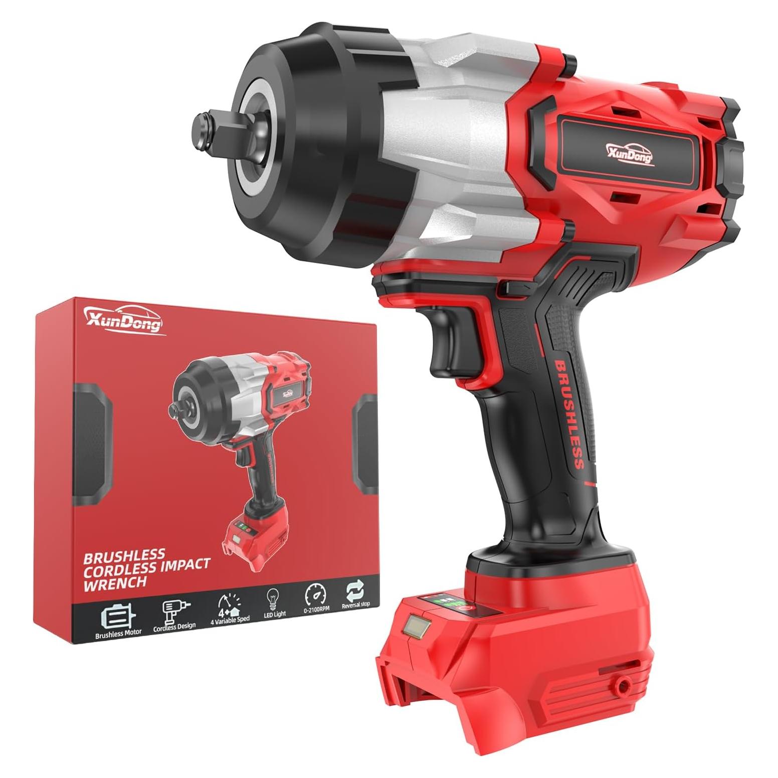 Llave de impacto inalámbrica 1/2" XunDong 2200Nm 18V sin batería