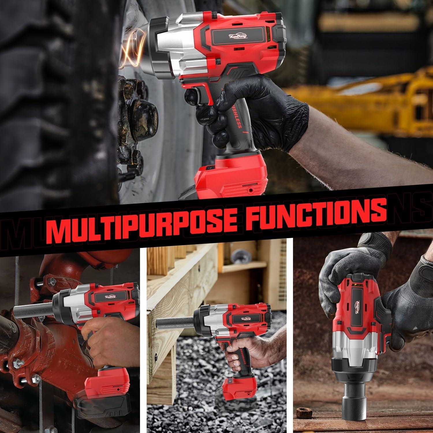 Llave de impacto inalámbrica 1/2" XunDong 2200Nm 18V sin batería