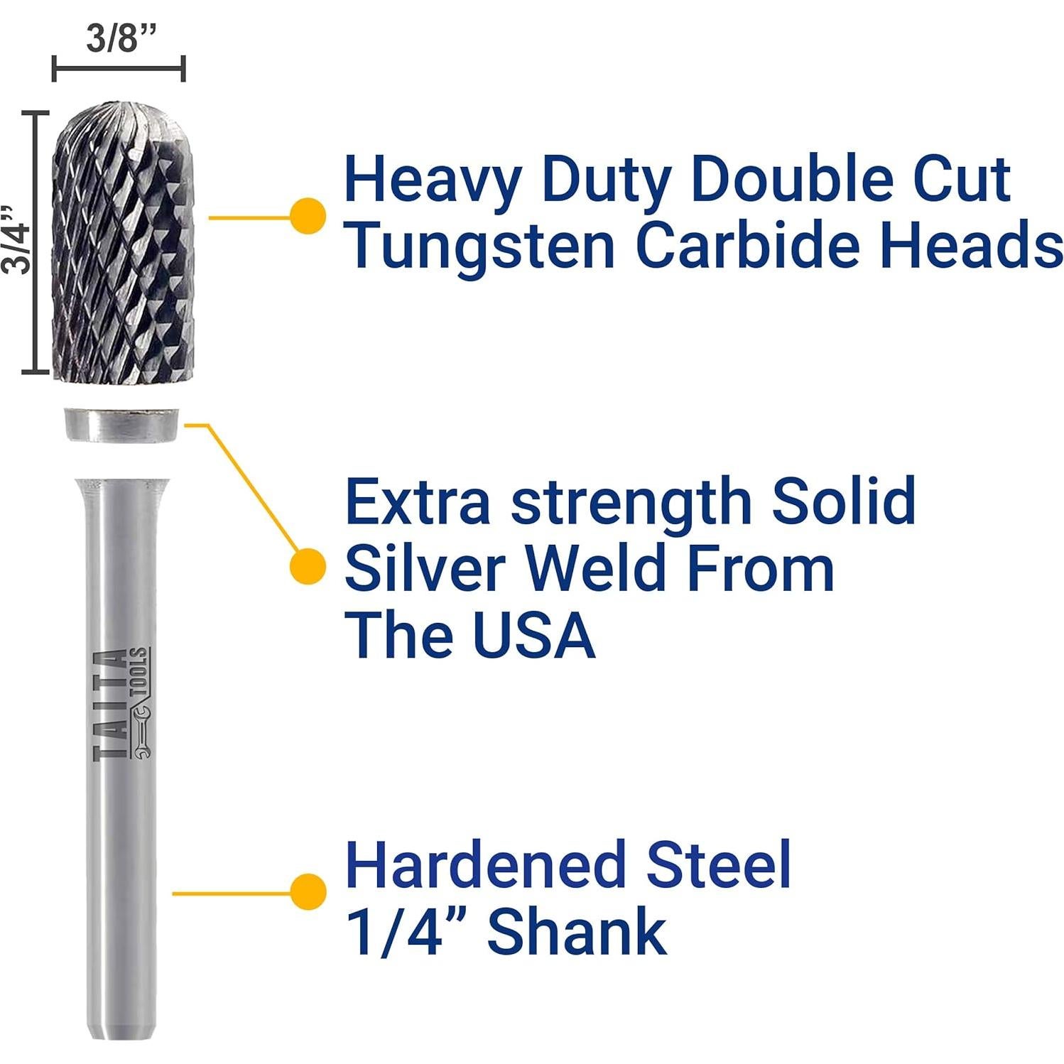 Fresa Rotativa de Carburo TaitaTools SC-3 Doble Corte 10 Piezas