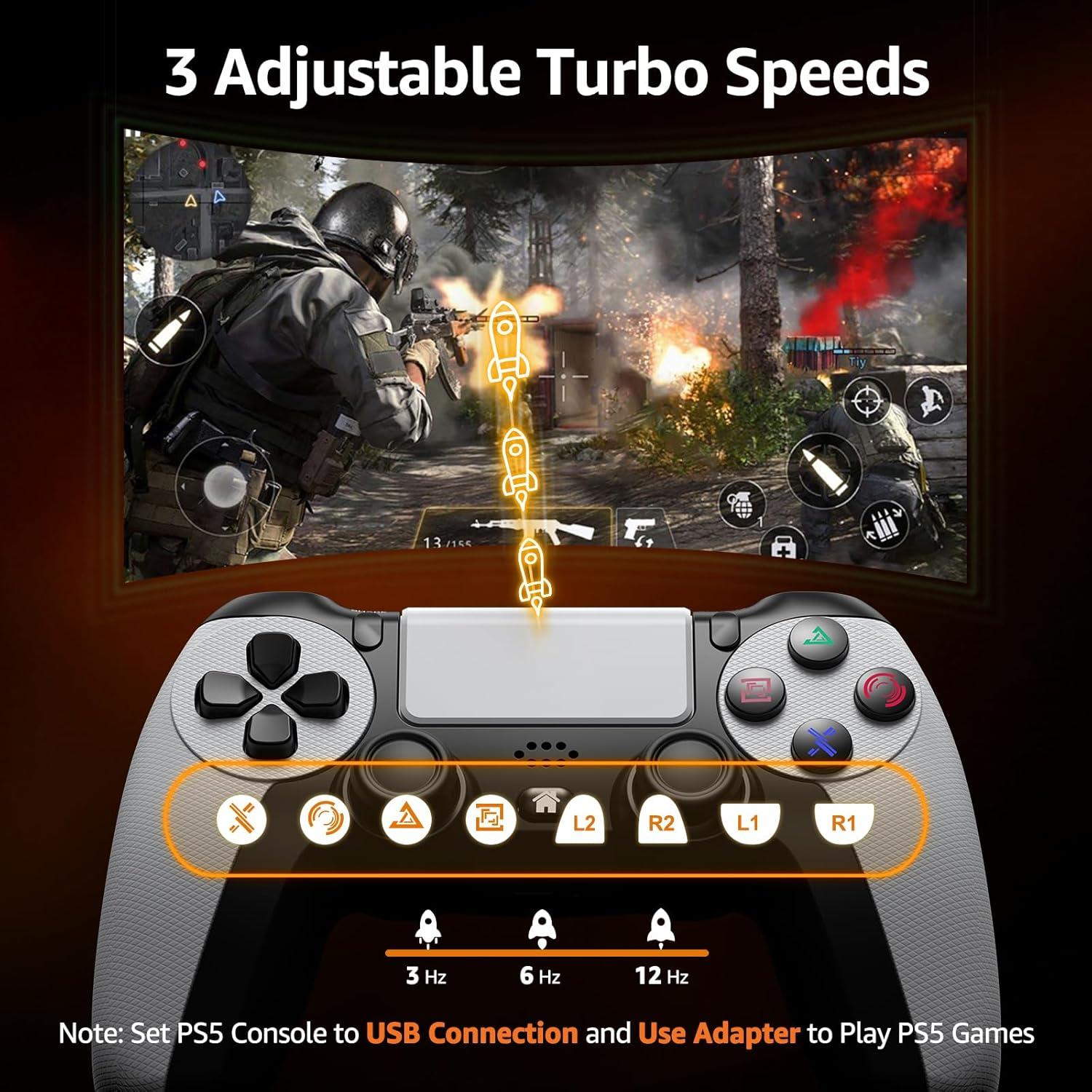 Controlador IWGAME Inalámbrico para PS-5 y PC - Turbo Ajustable
