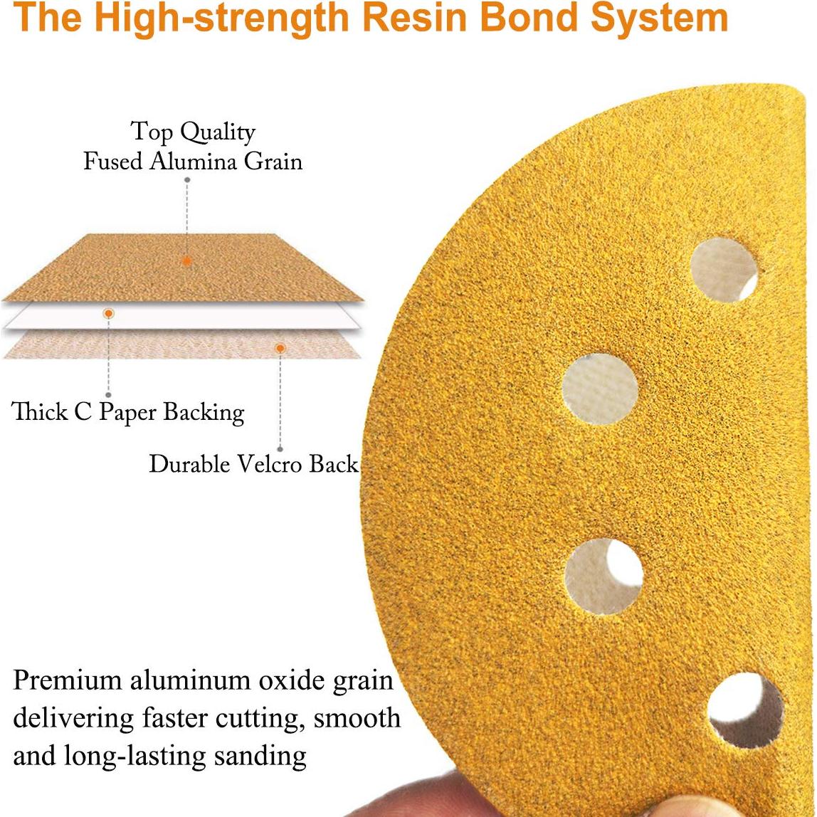 Discos de Lijado 5" Aiyard 50 Piezas Granos Mixtos 60-400