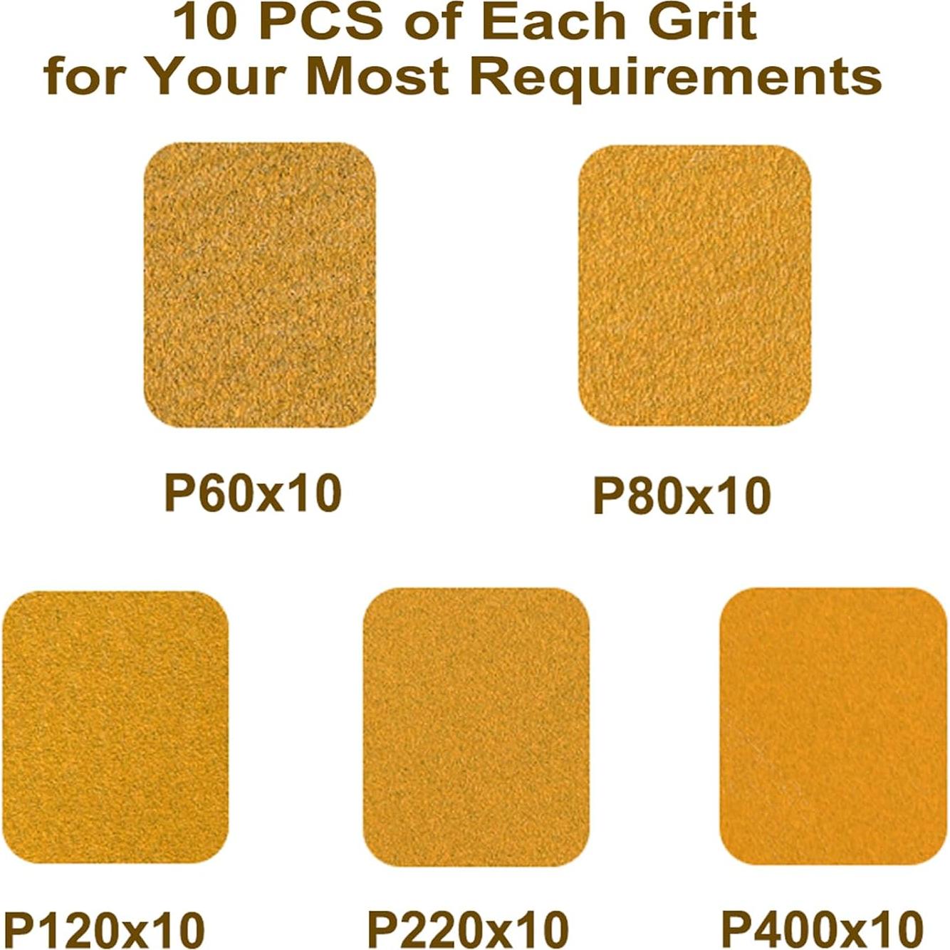 Discos de Lijado 5" Aiyard 50 Piezas Granos Mixtos 60-400