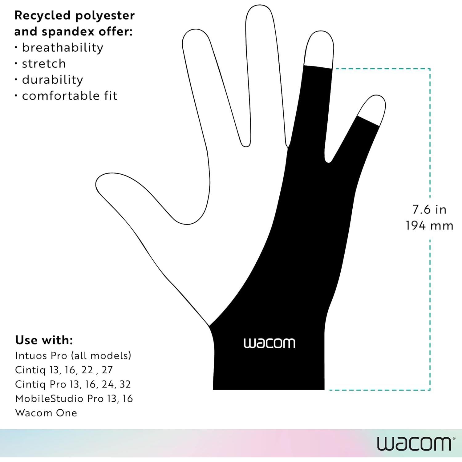 Guante de Dibujo Wacom Ecológico Talla Única Paquete de 3