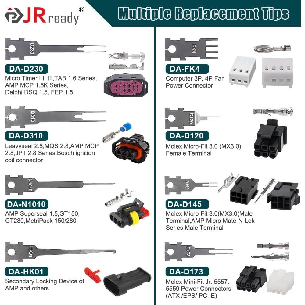 Kit Extractor de Pines JRready ST5255 con 8 Puntas Reemplazo
