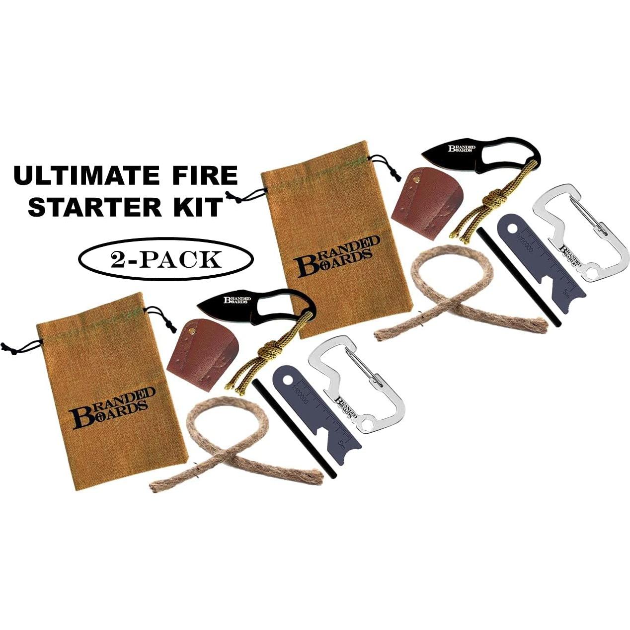 Kit de Inicio de Fuego Branded Boards 2-Pack con Cuchillo