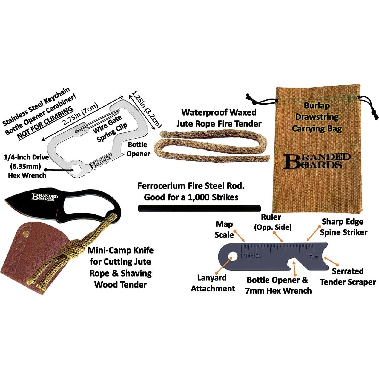 Kit de Inicio de Fuego Branded Boards 2-Pack con Cuchillo