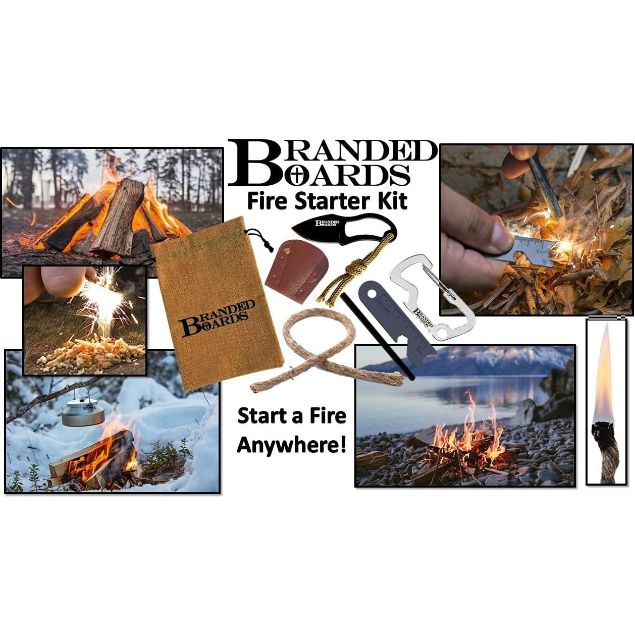 Kit de Inicio de Fuego Branded Boards 2-Pack con Cuchillo