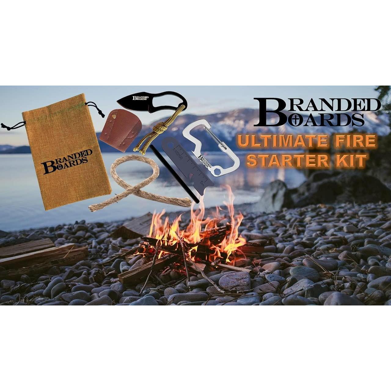 Kit de Inicio de Fuego Branded Boards 2-Pack con Cuchillo