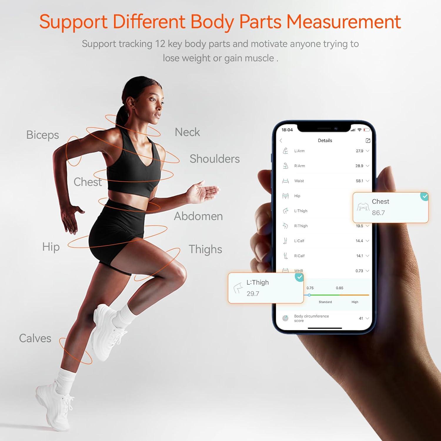 Cinta Métrica Inteligente Fitdays Bluetooth con Pantalla LED