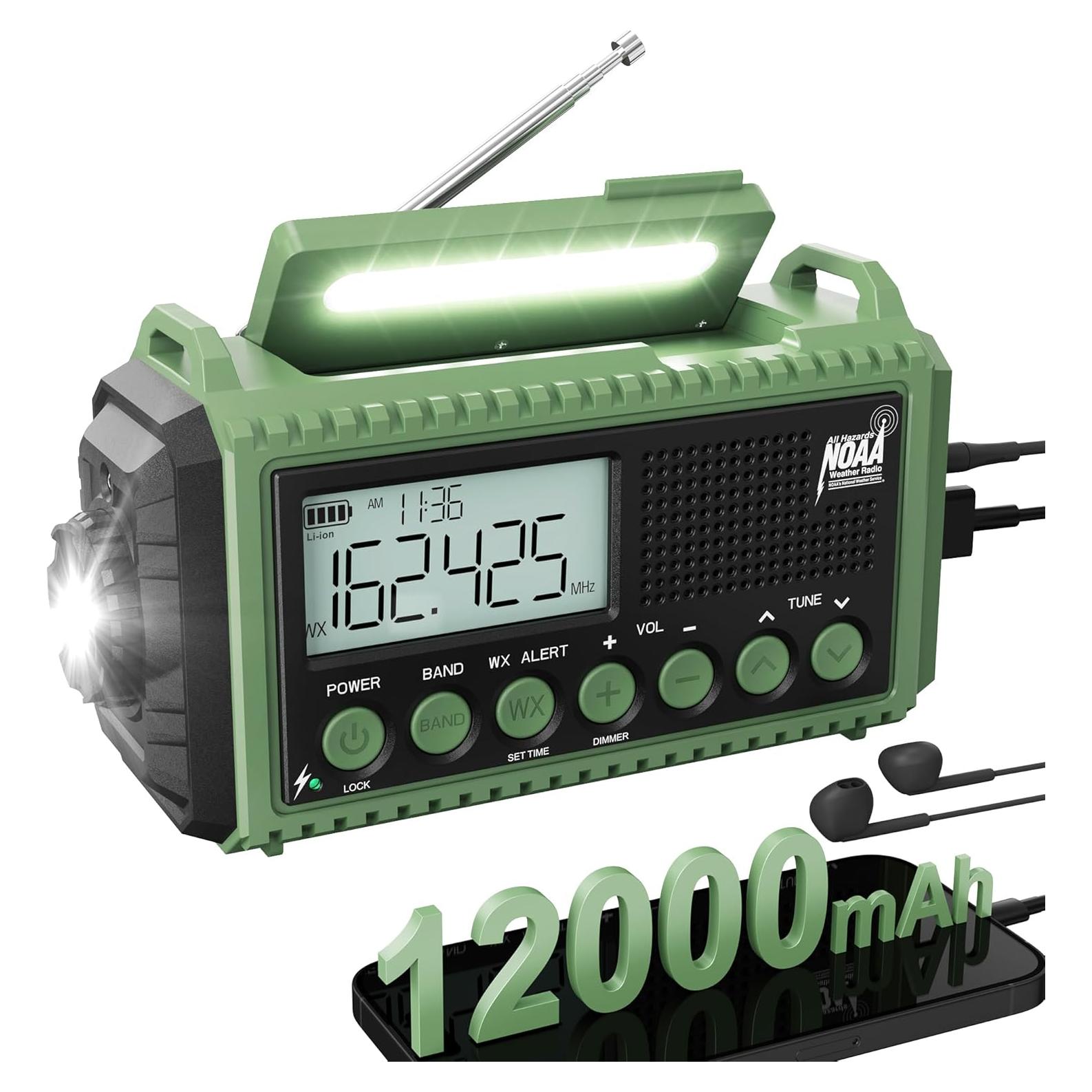 Radio de Emergencia 12000mAh ROCAM con Linterna y Cargador