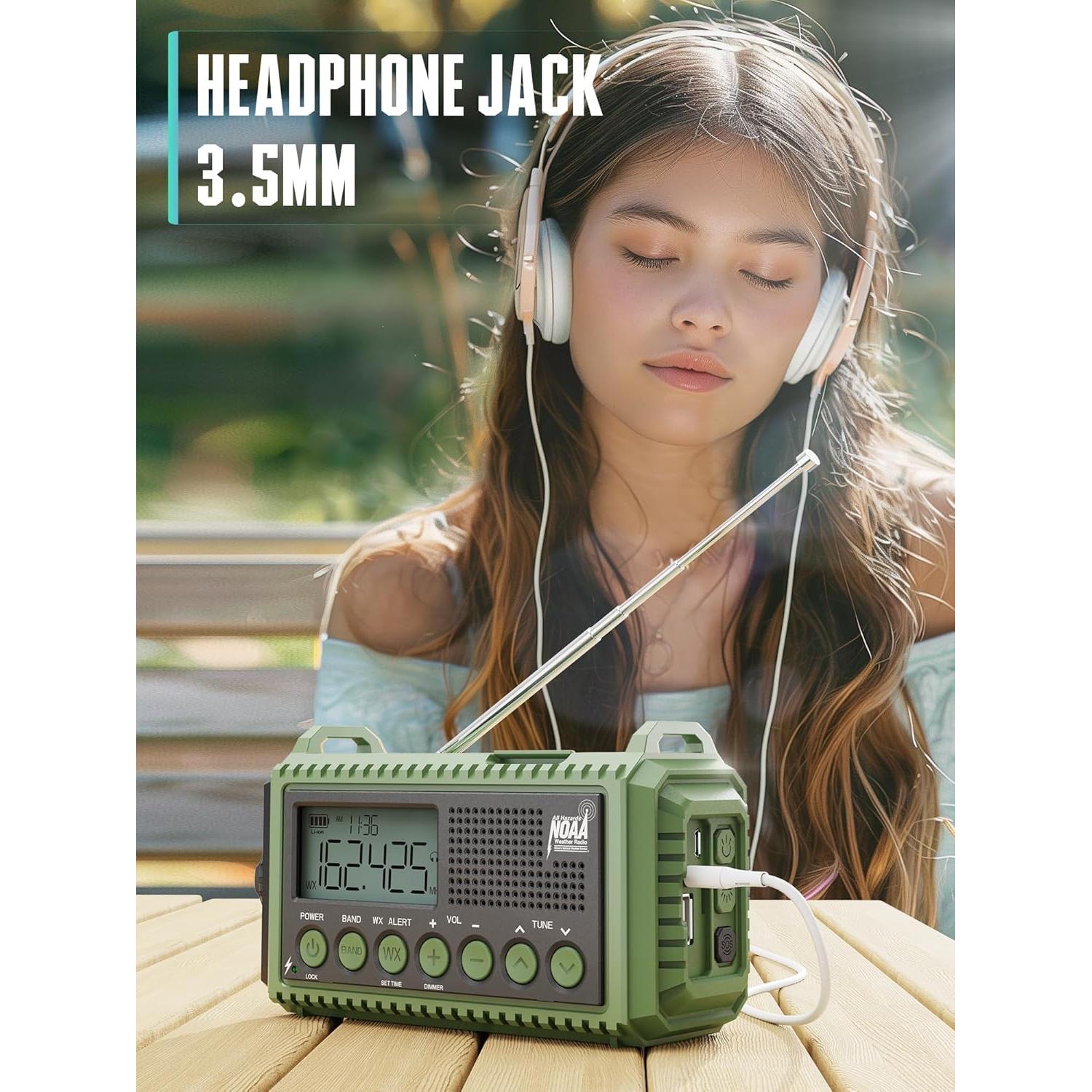 Radio de Emergencia 12000mAh ROCAM con Linterna y Cargador