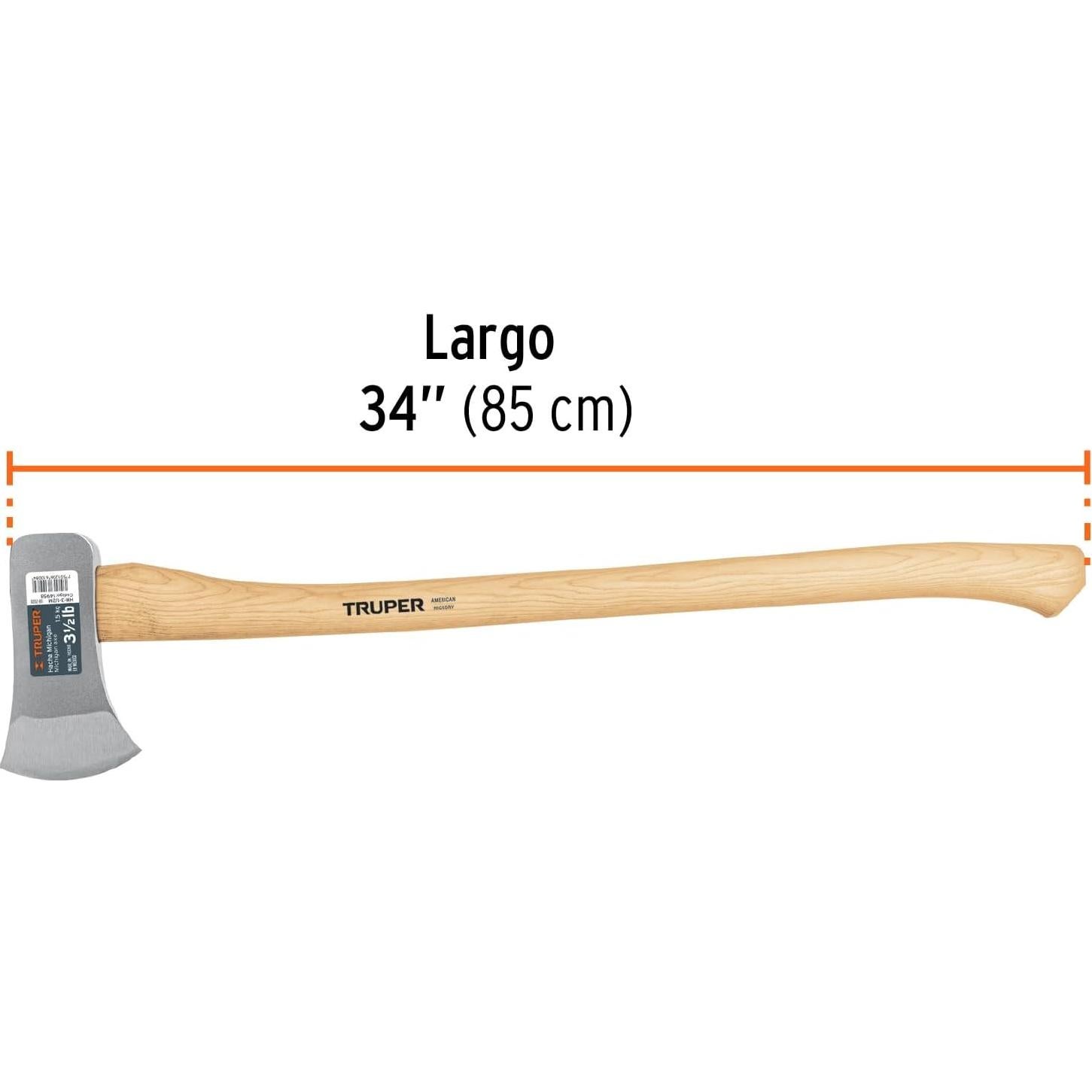 Hacha Michigan Truper HM-3-1/2M 1.59 kg, mango de hickory 86.36 cm
