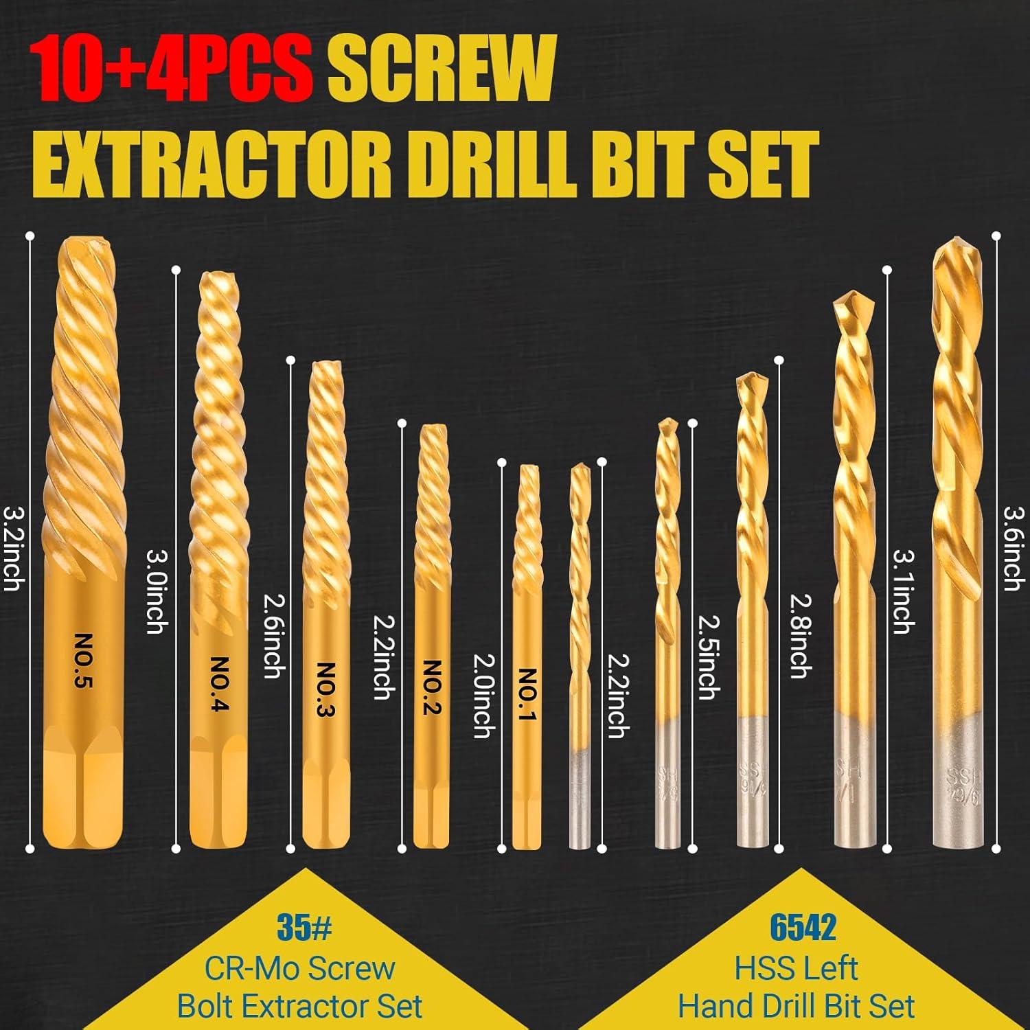 Juego de Extractores de Tornillos Cleverool 14 Piezas Cr-Mo