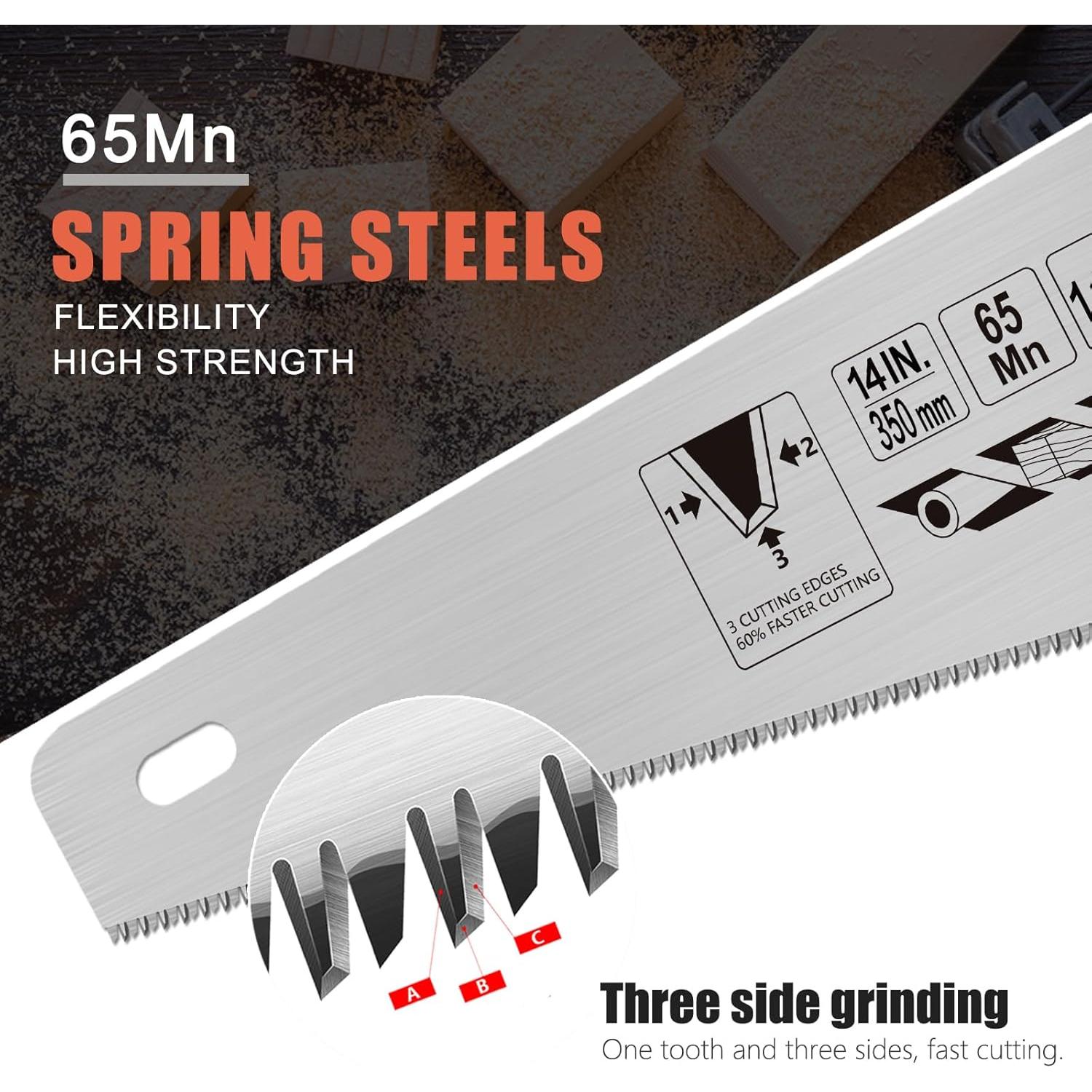 Sierra de Mano WBJKZJD 350mm 11 TPI Mango Ergonómico Antideslizante