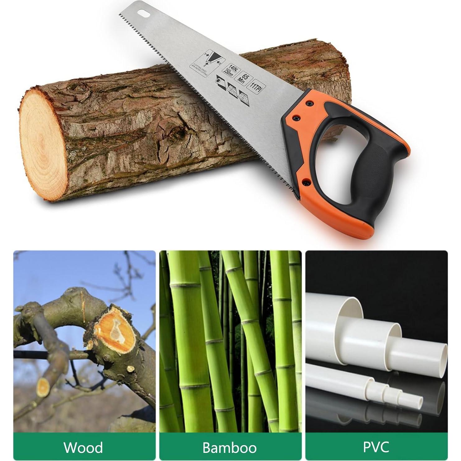 Sierra de Mano WBJKZJD 350mm 11 TPI Mango Ergonómico Antideslizante