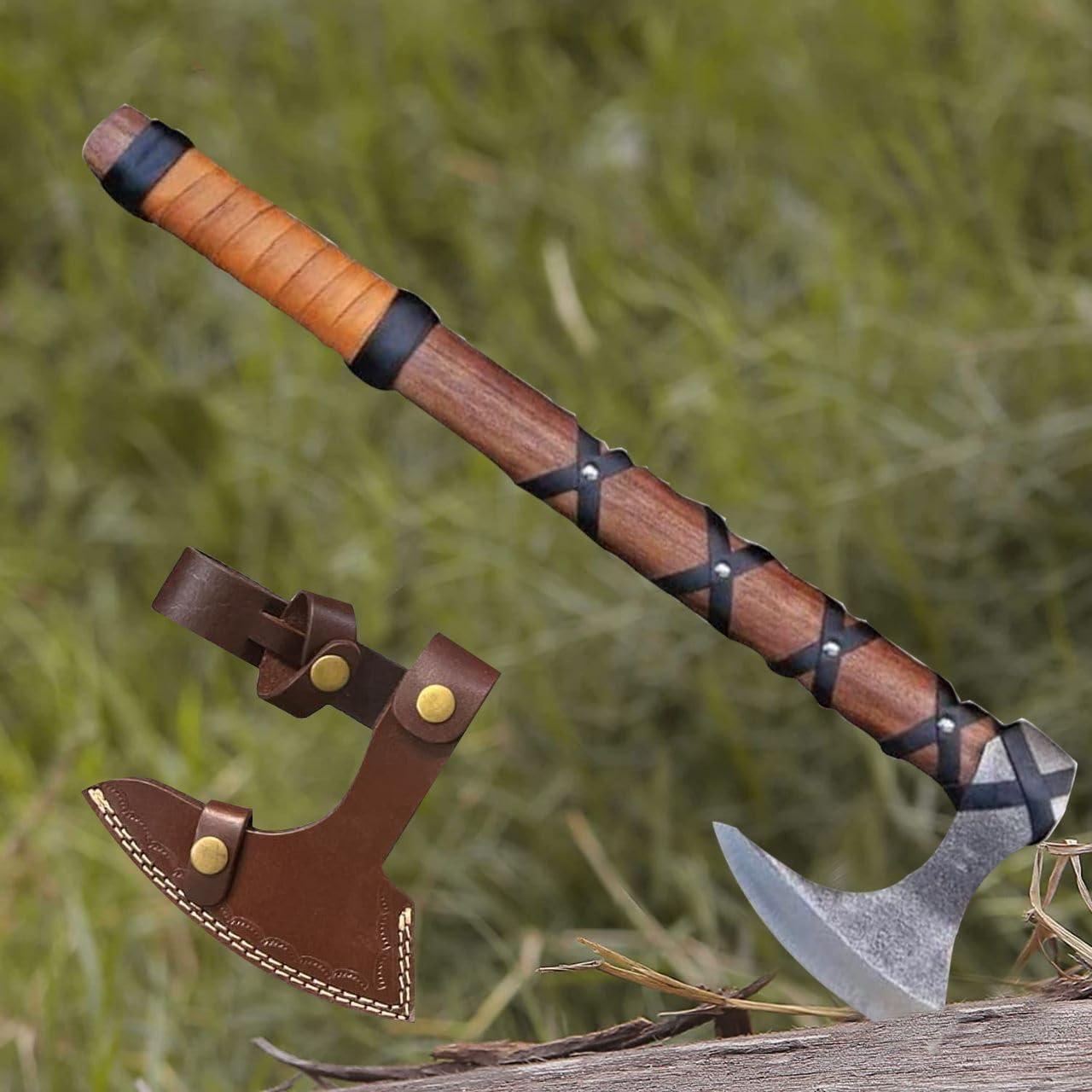 Hacha Vikinga Cazador Vikingo VK-Axe-03 con Funda de Cuero