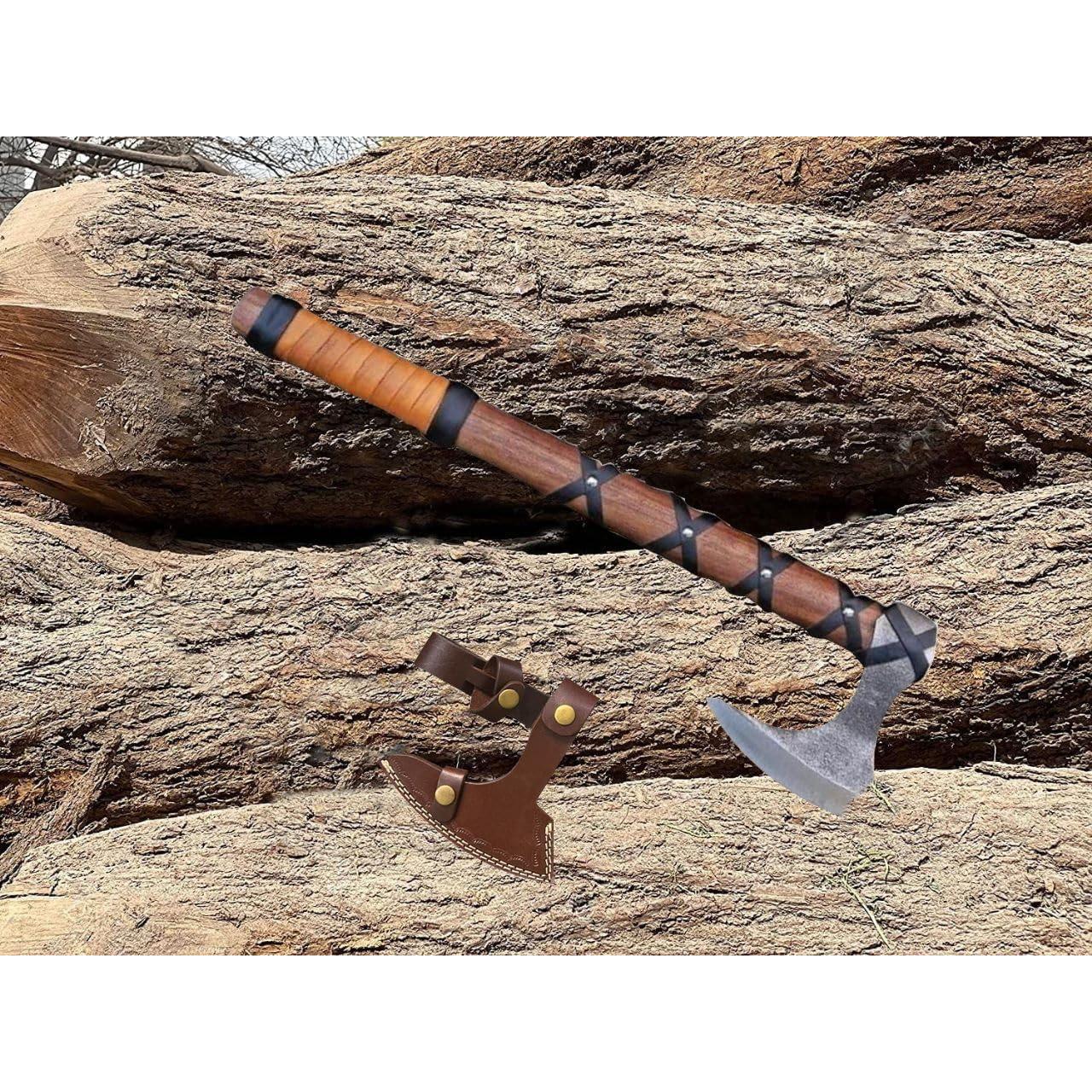 Hacha Vikinga Cazador Vikingo VK-Axe-03 con Funda de Cuero