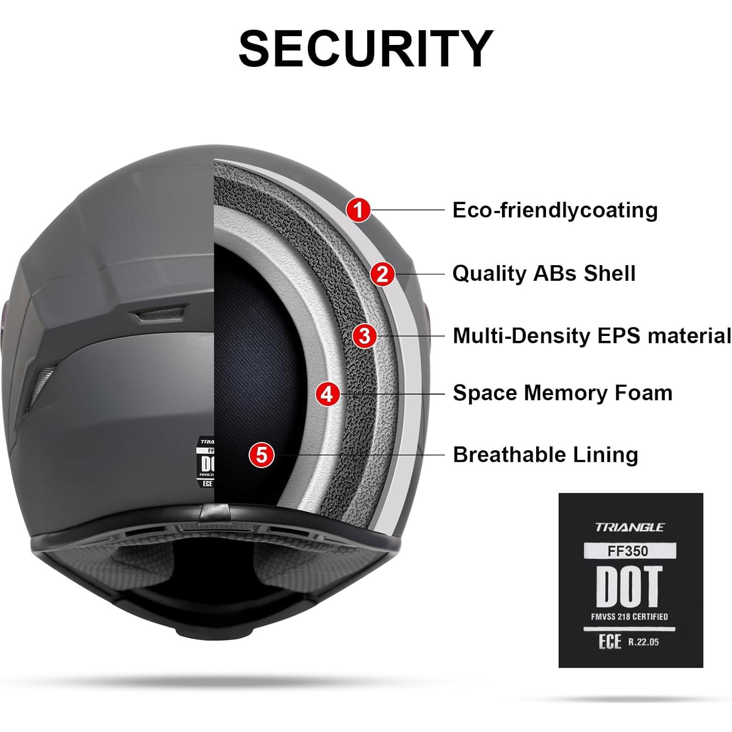 Casco Integral de Motocicleta TRIANGLE FF350 Gris Mate