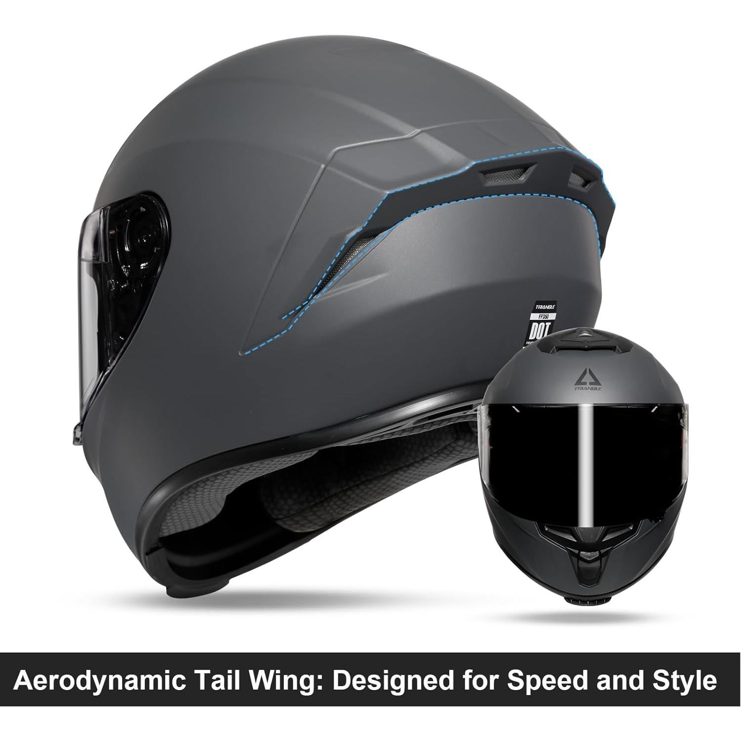 Casco Integral de Motocicleta TRIANGLE FF350 Gris Mate