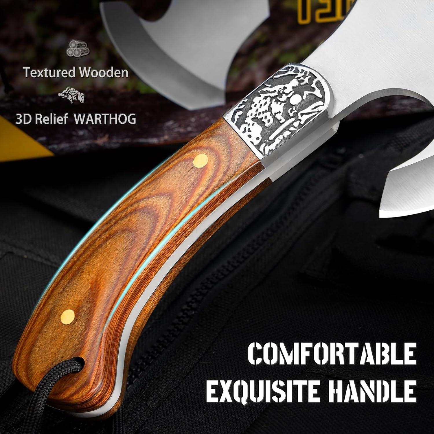 Hacha de Camping NedFoss Warthog 22.1 cm con Funda de Cuero