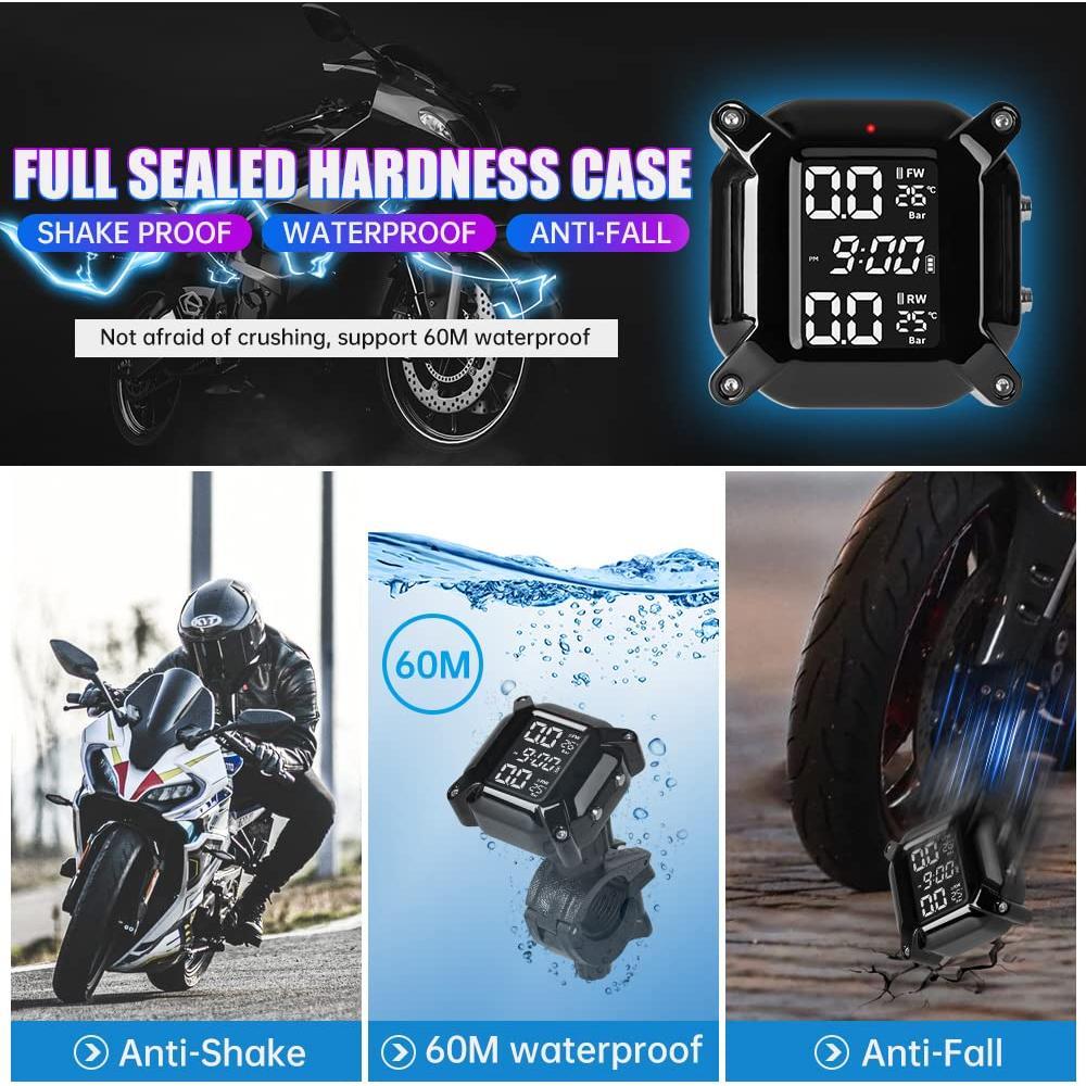 Sistema TPMS Inalámbrico NPKRRSK para Motocicleta LCD