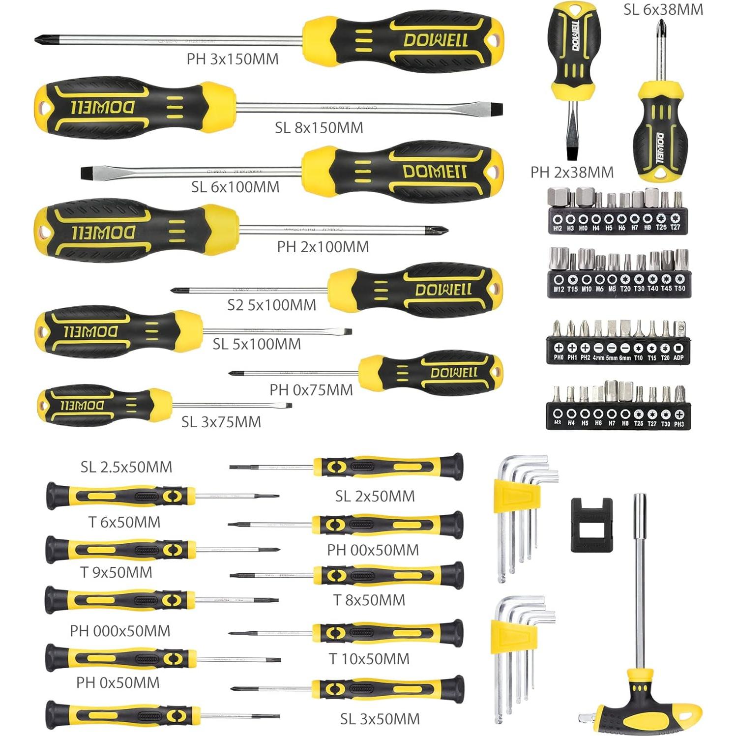 Juego de Destornilladores Magnéticos DOWELL 108 Piezas