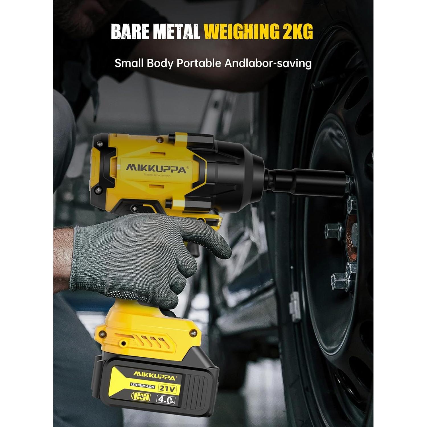 Llave de impacto inalámbrica MIKKUPPA 800N.m 1/2" 2x4.0Ah