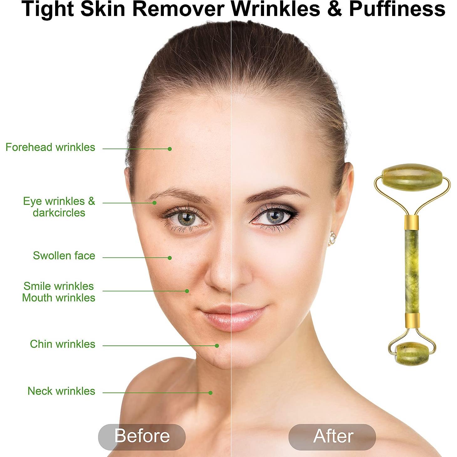 Charmonic Kit 6 en 1 Rodillo de Hielo y Jade Masaje Facial