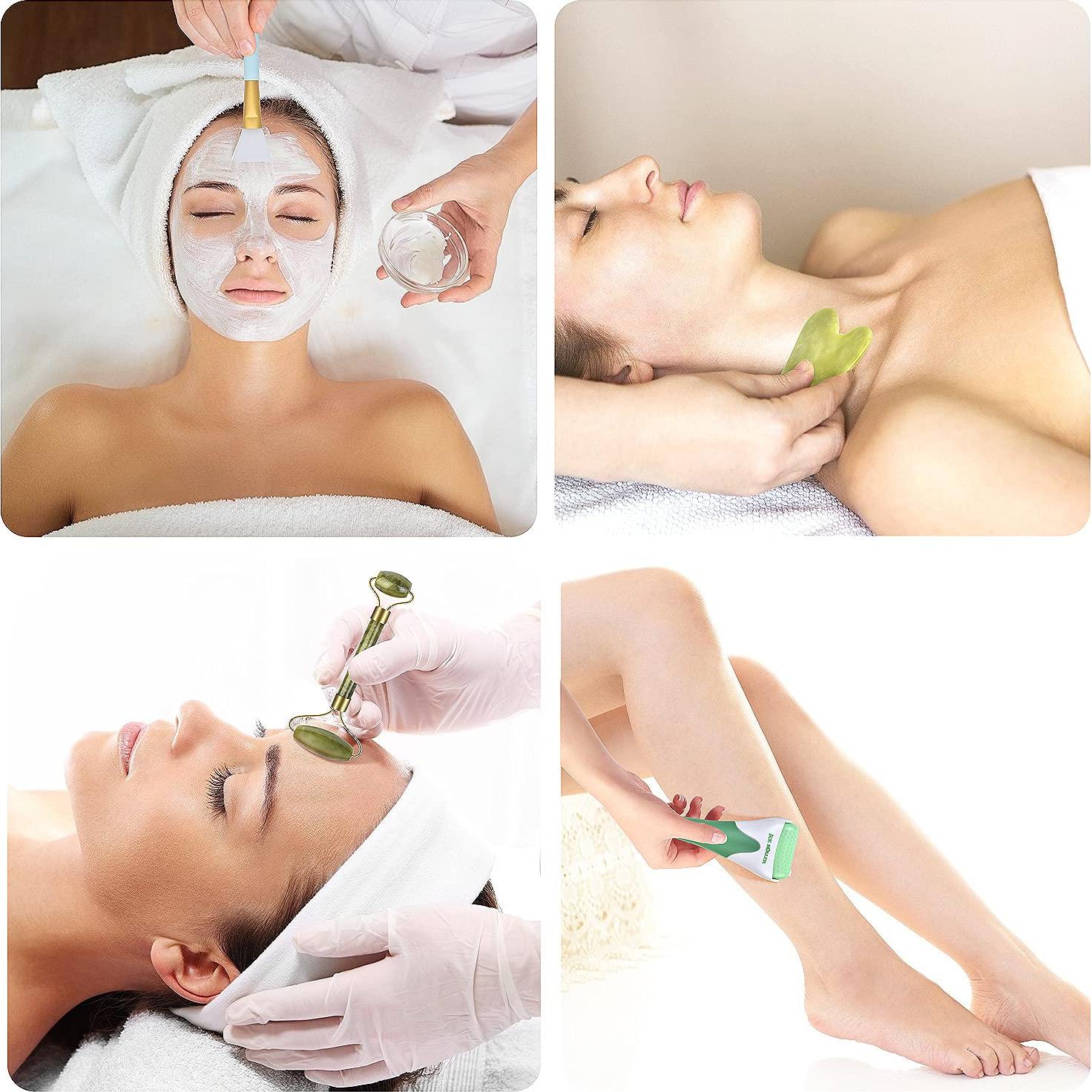 Charmonic Kit 6 en 1 Rodillo de Hielo y Jade Masaje Facial