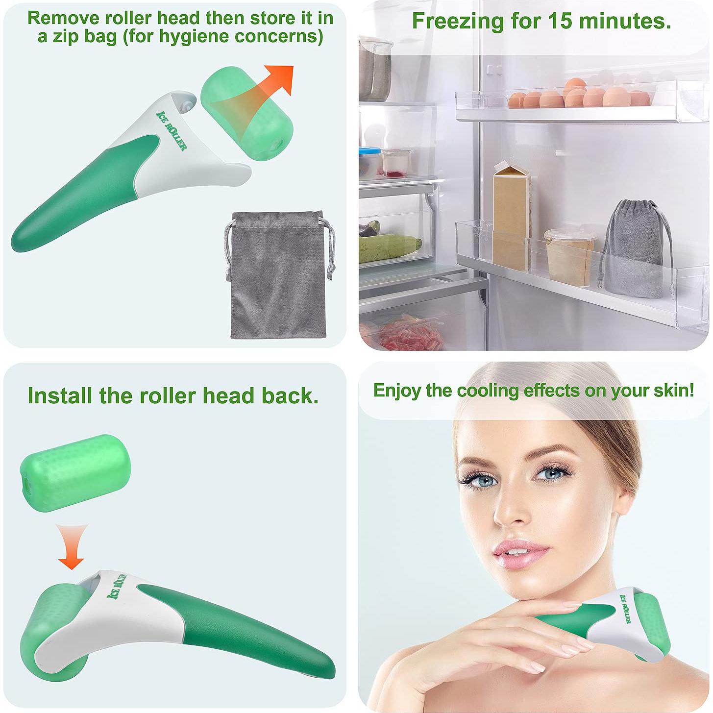 Charmonic Kit 6 en 1 Rodillo de Hielo y Jade Masaje Facial