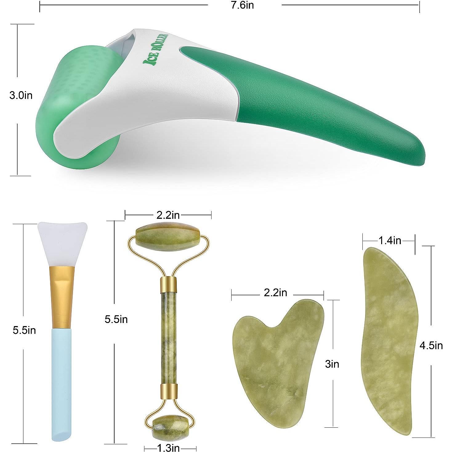 Charmonic Kit 6 en 1 Rodillo de Hielo y Jade Masaje Facial