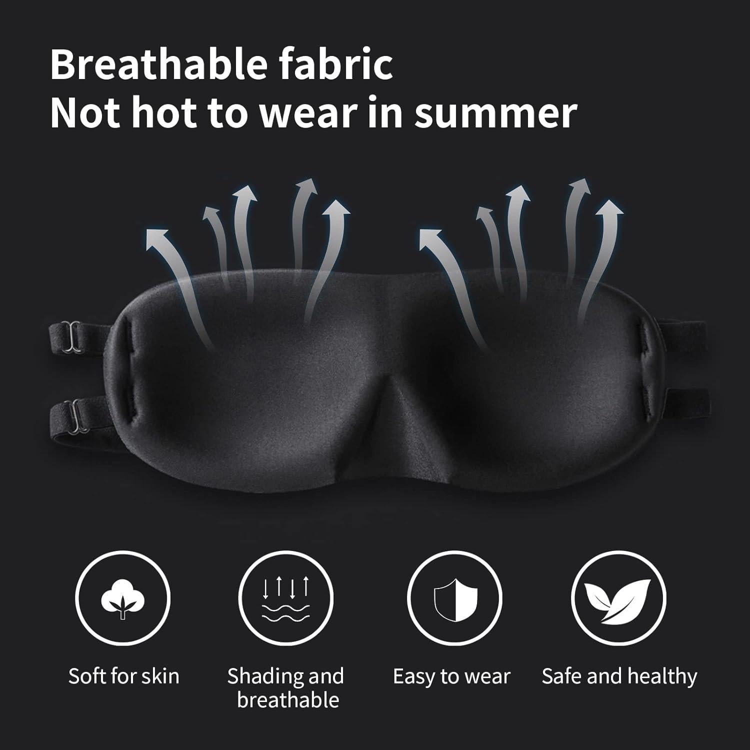 Máscara de Sueño ALASKA BEAR Negra con 2 Correas Ajustables