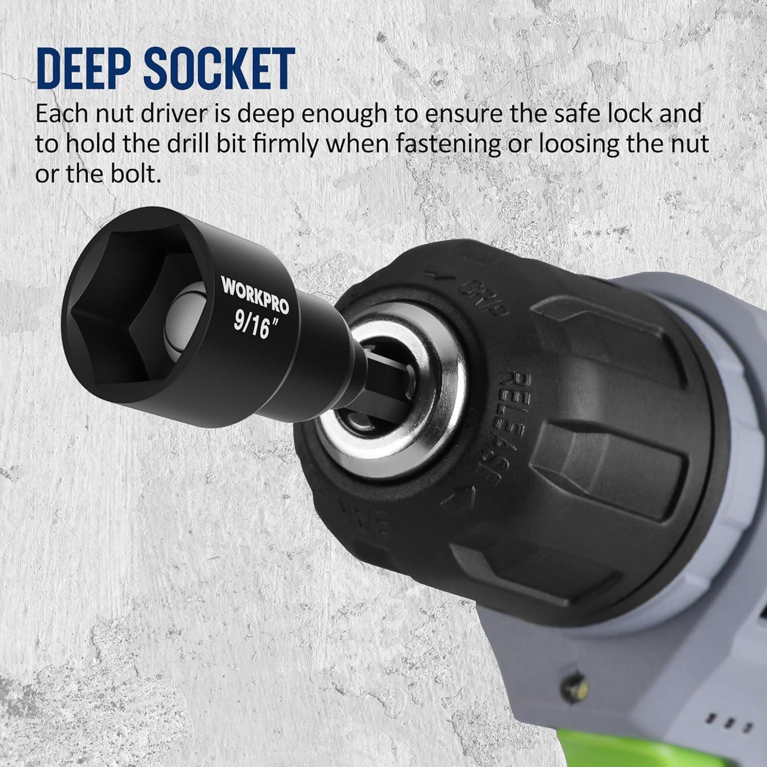 Conjunto de 6 Destornilladores Magnéticos WORKPRO 1/4" a 14 mm