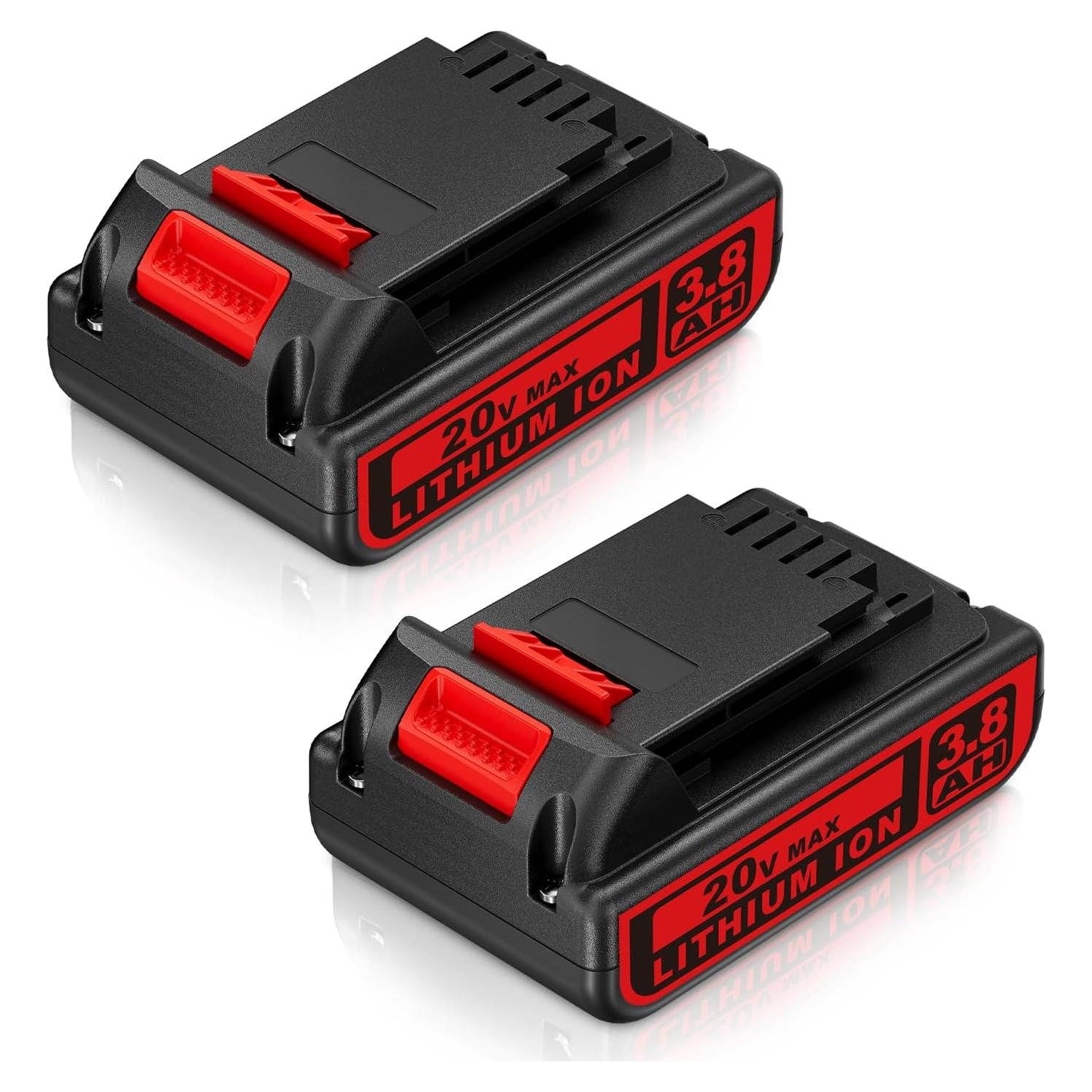 2 Baterías de Litio 20V 3.8Ah Black and Decker LBXR20