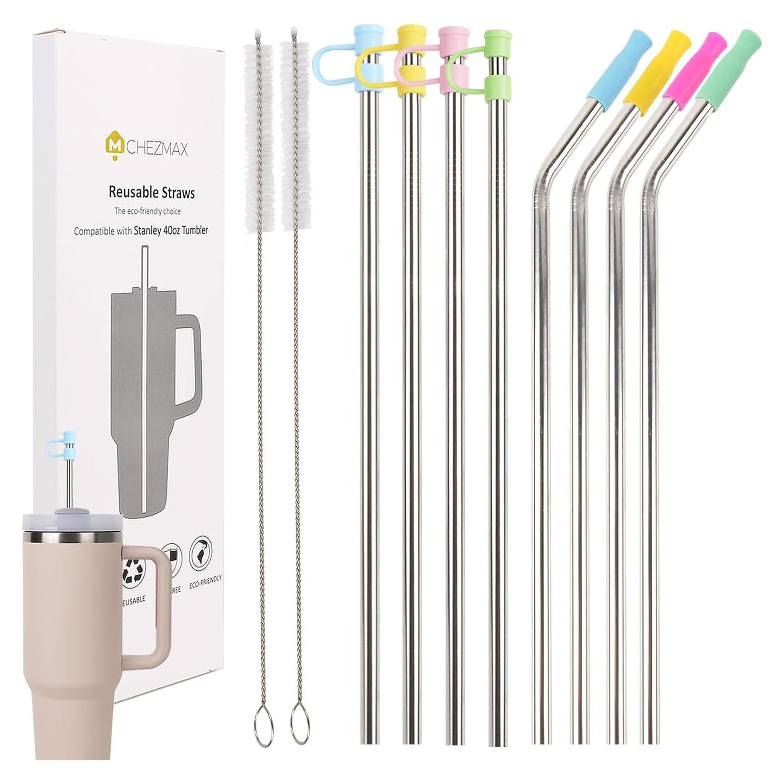 Popotes Reutilizables de Acero Inoxidable ChezMax - Set de 8