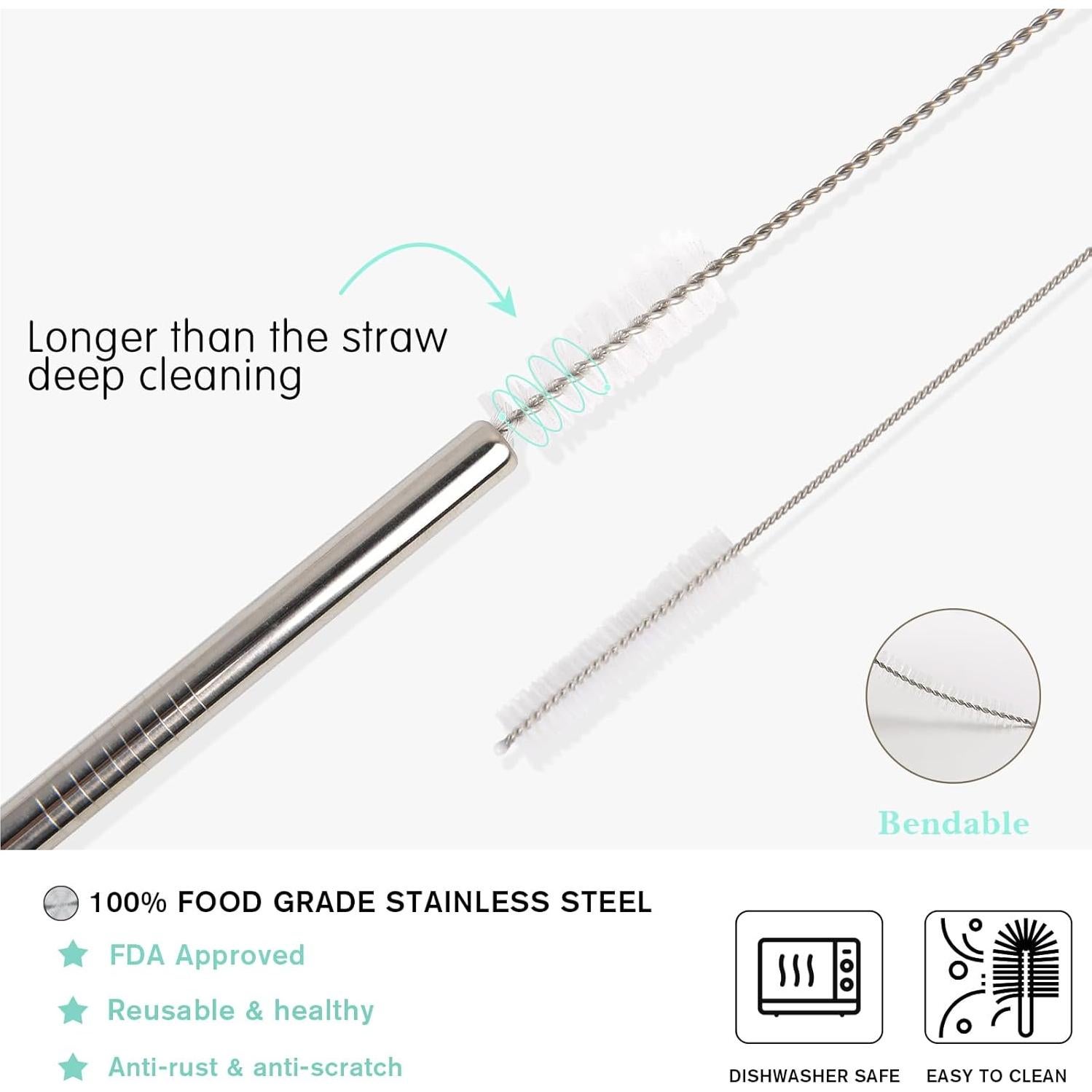 Popotes Reutilizables de Acero Inoxidable ChezMax - Set de 8