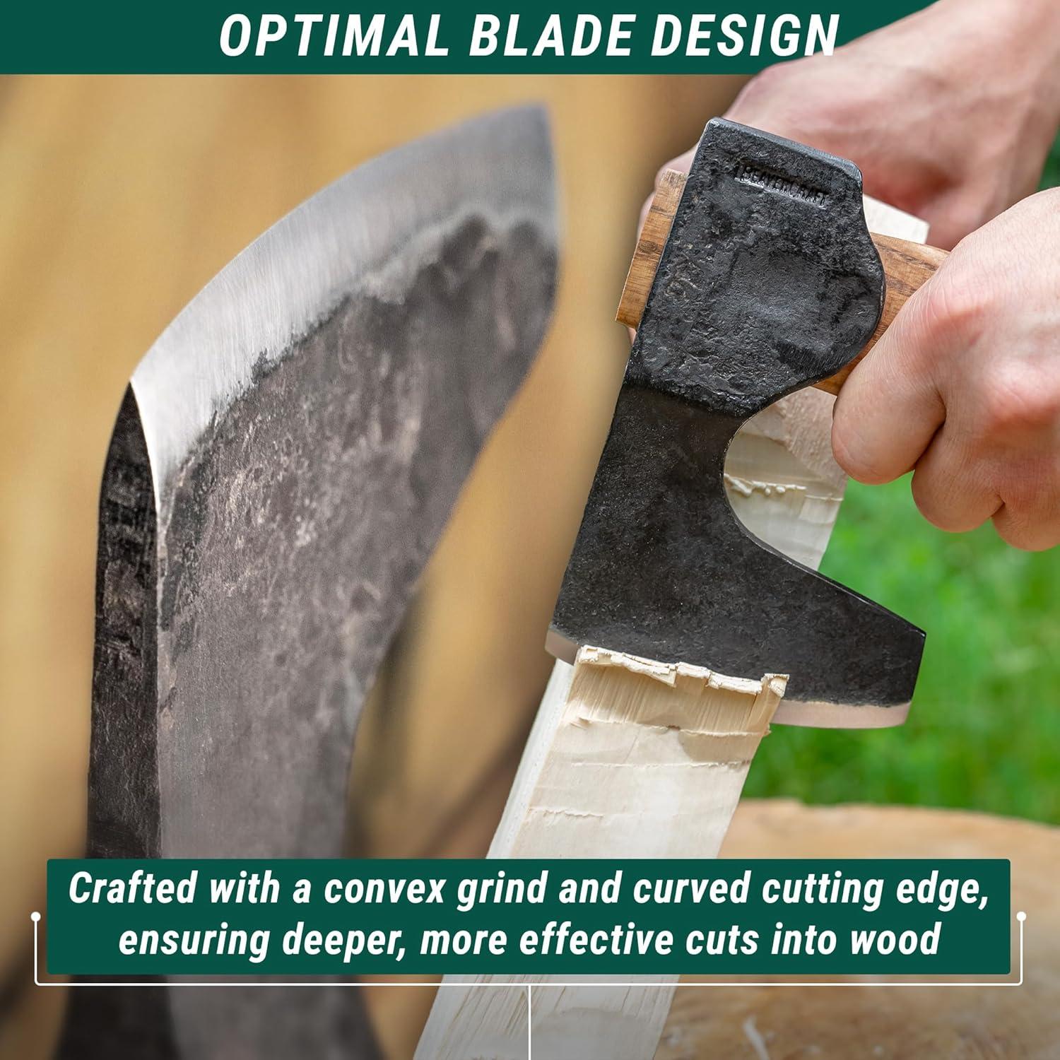 Hacha de Bushcraft BeaverCraft AX6 - 29.5 cm, Acero Alto Carbono