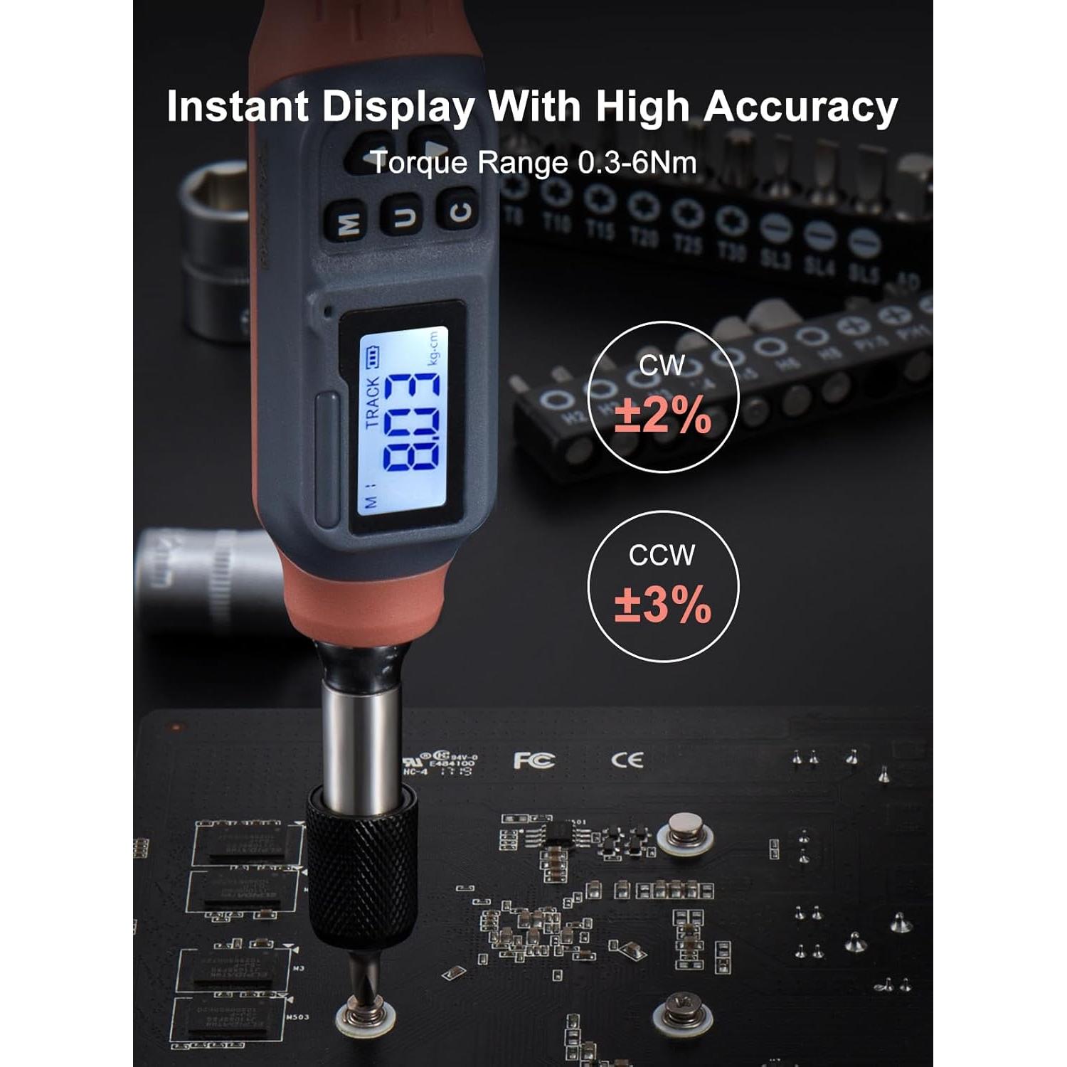 Destornillador de Par Digital GROWNEER 0.3-6 Nm 27 en 1