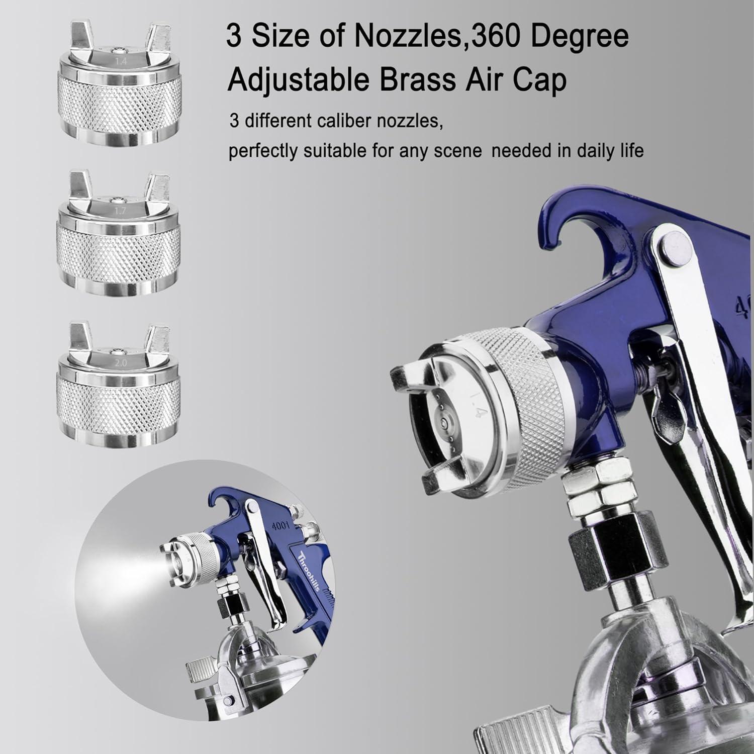 Juego de Pistola de Pulverización Throohills 1.4/1.7/2.0mm 1000cc