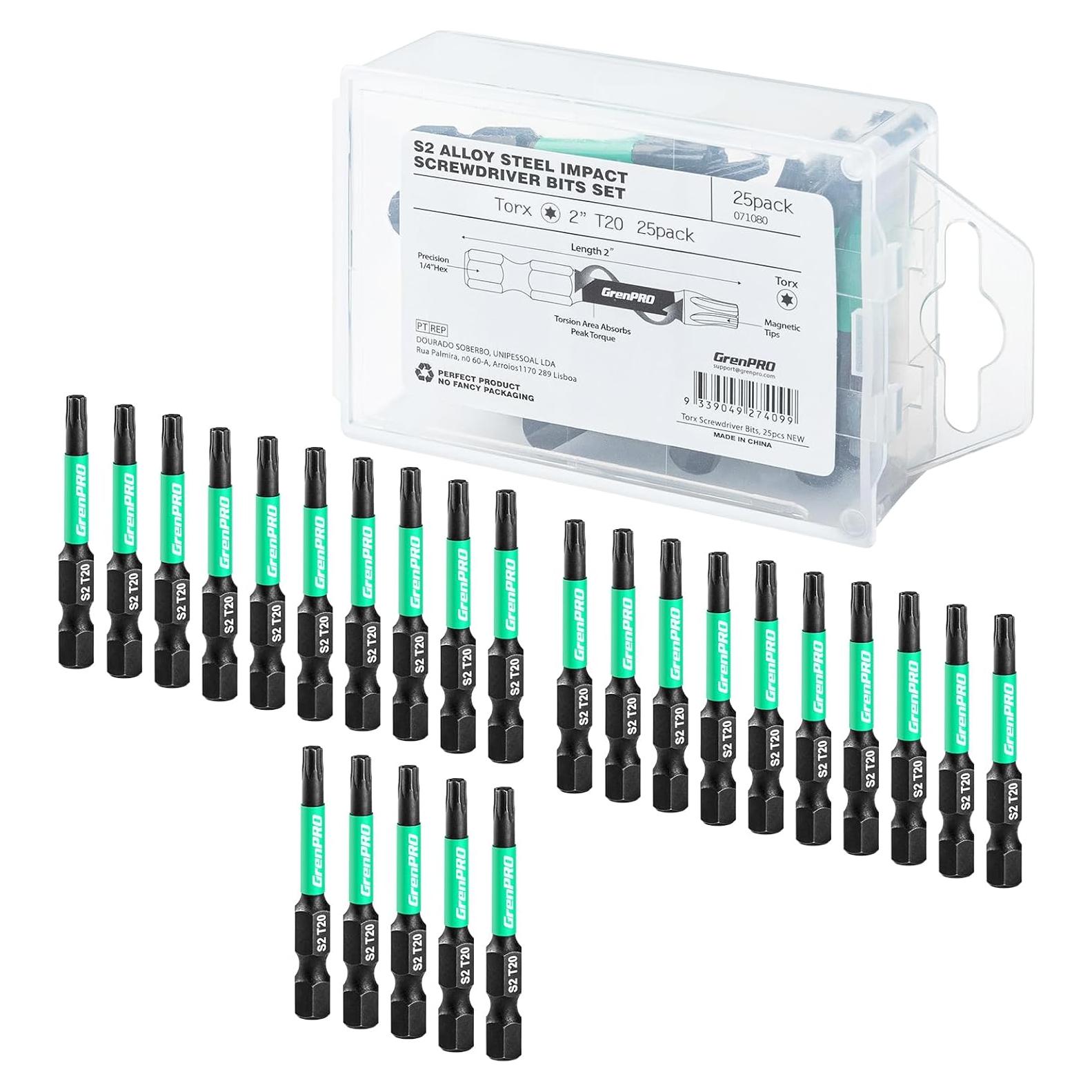 Juego de Puntas de Seguridad Torx T20 25pcs GrenPRO 5.08 cm