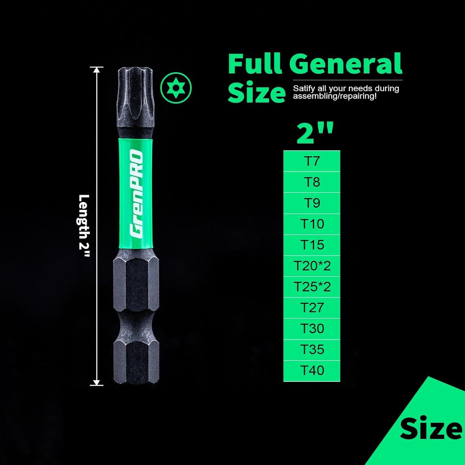 Juego de Puntas de Seguridad Torx T20 25pcs GrenPRO 5.08 cm