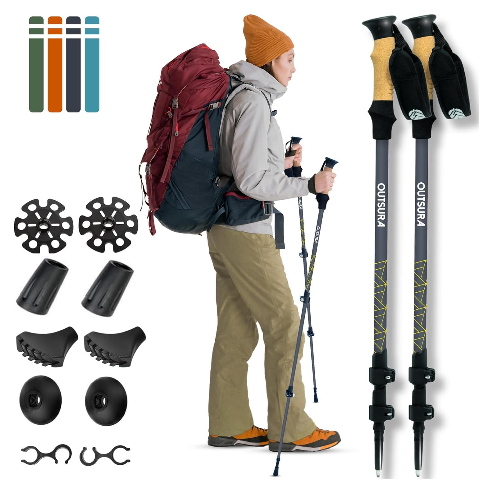 Bastones de Trekking Outsura de Fibra de Carbono 2 Piezas