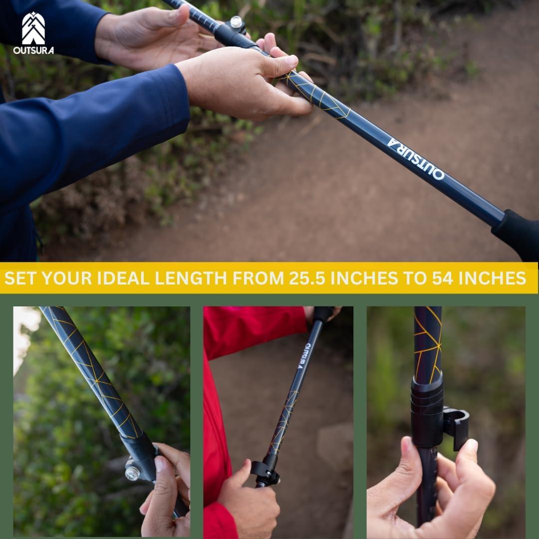 Bastones de Trekking Outsura de Fibra de Carbono 2 Piezas