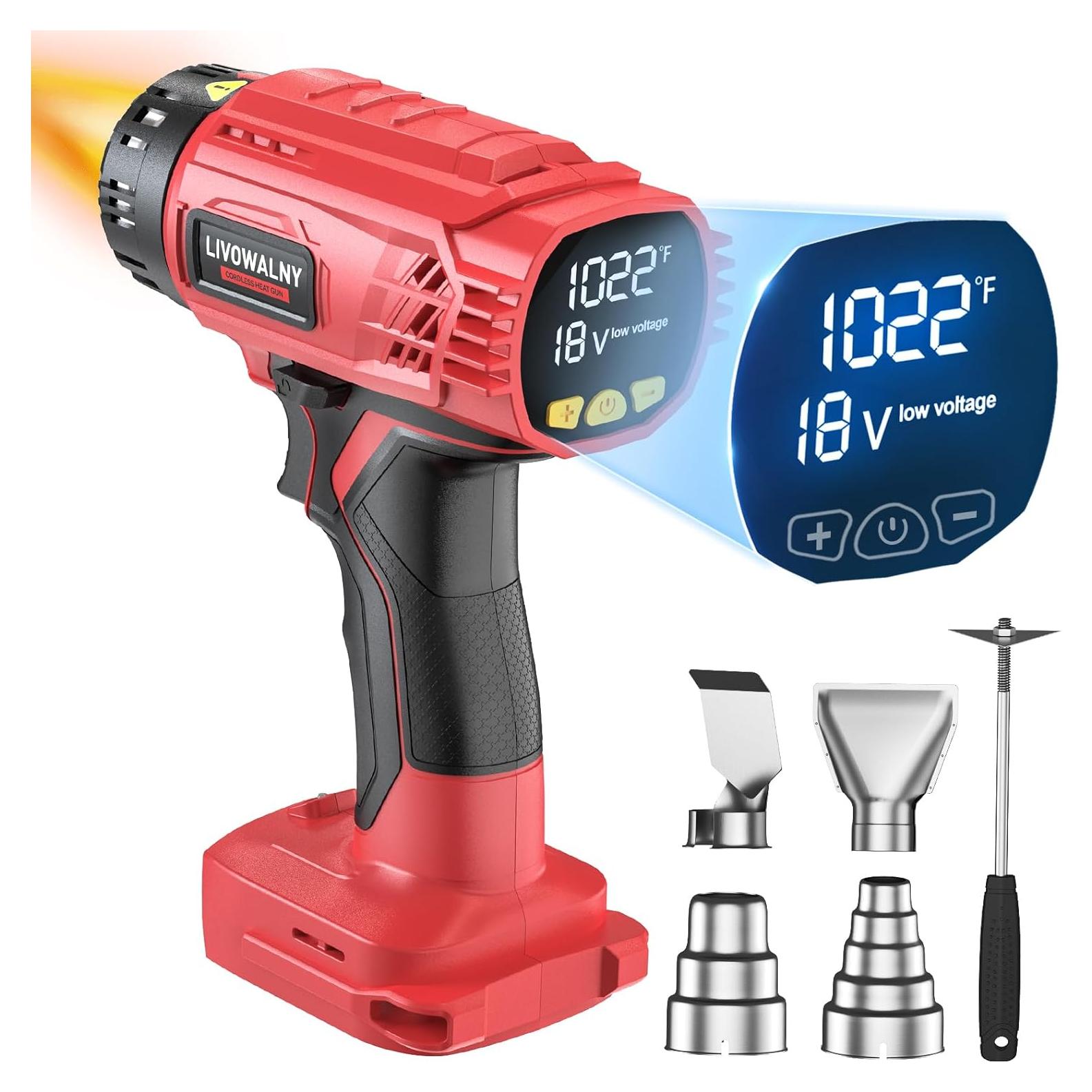 Pistola de Calor Inalámbrica LIVOWALNY 350W 50-550C LED