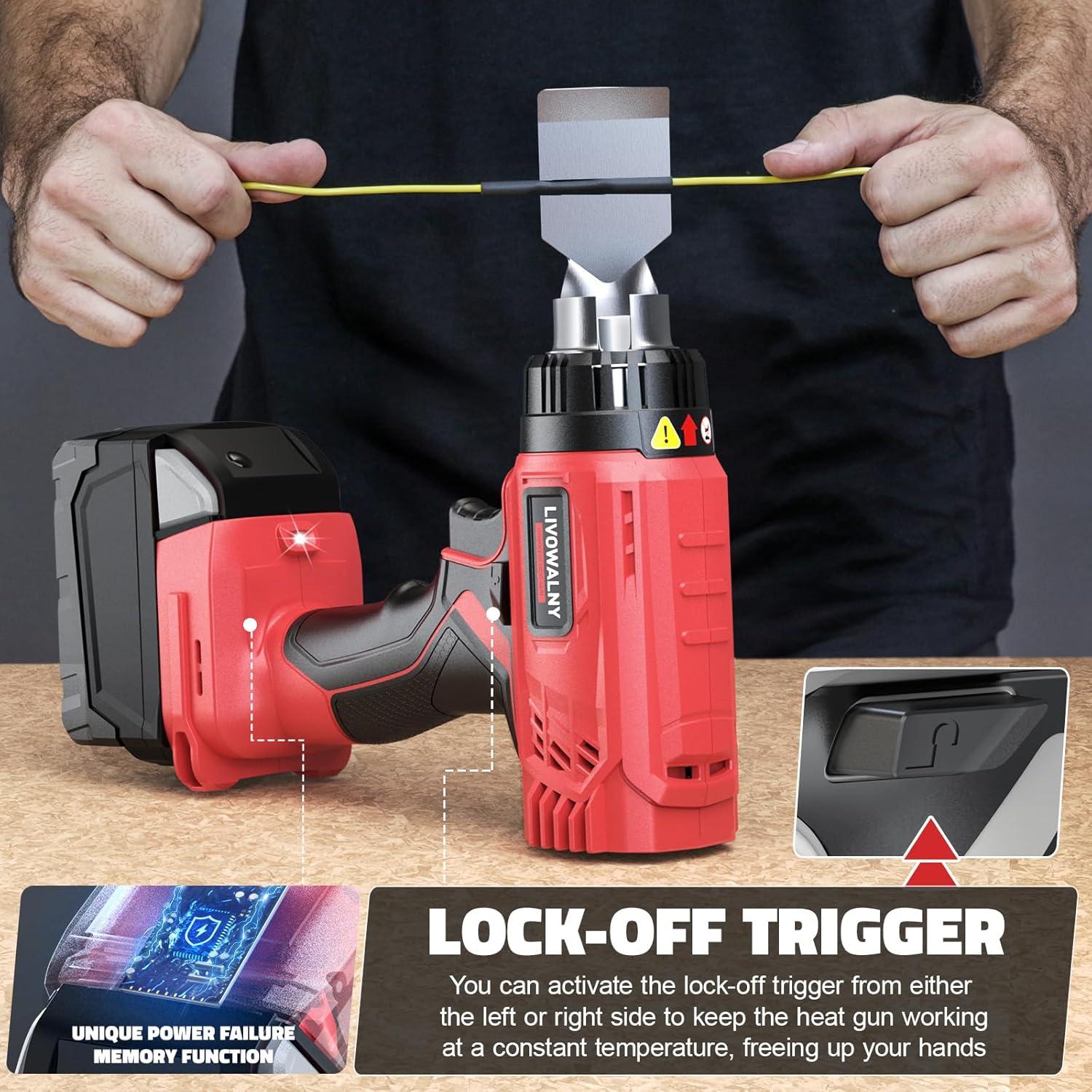 Pistola de Calor Inalámbrica LIVOWALNY 350W 50-550C LED